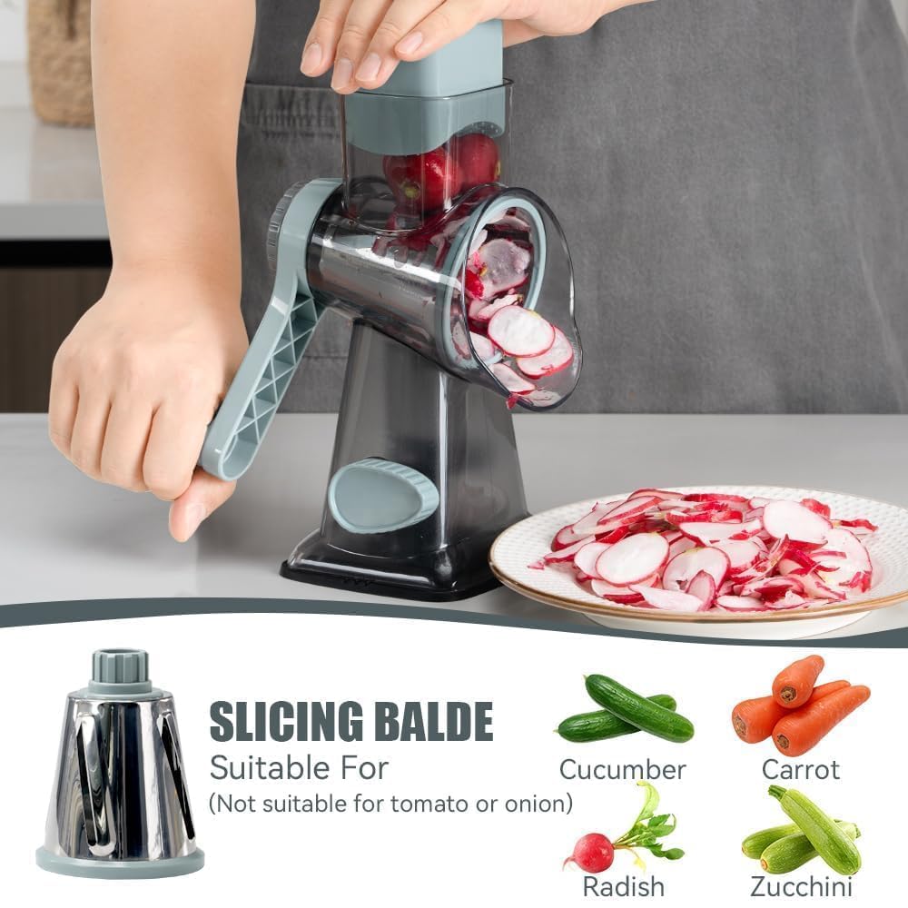 KEOUKE Rotary Cheese Grater Hand Crank Transparent - Shredder Sli by KEOUKE - Angle View 3