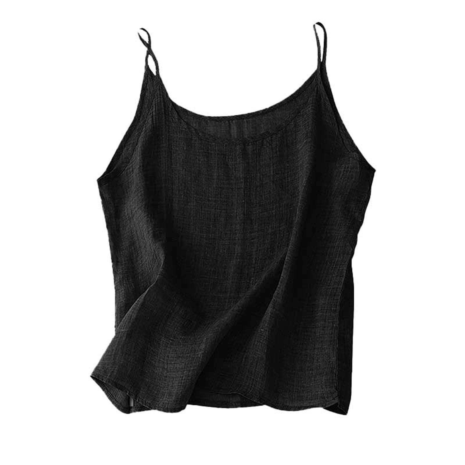 Cotton Linen Tank Tops for Women 2025 Summer Sleeveless Spaghetti Stra - View 8