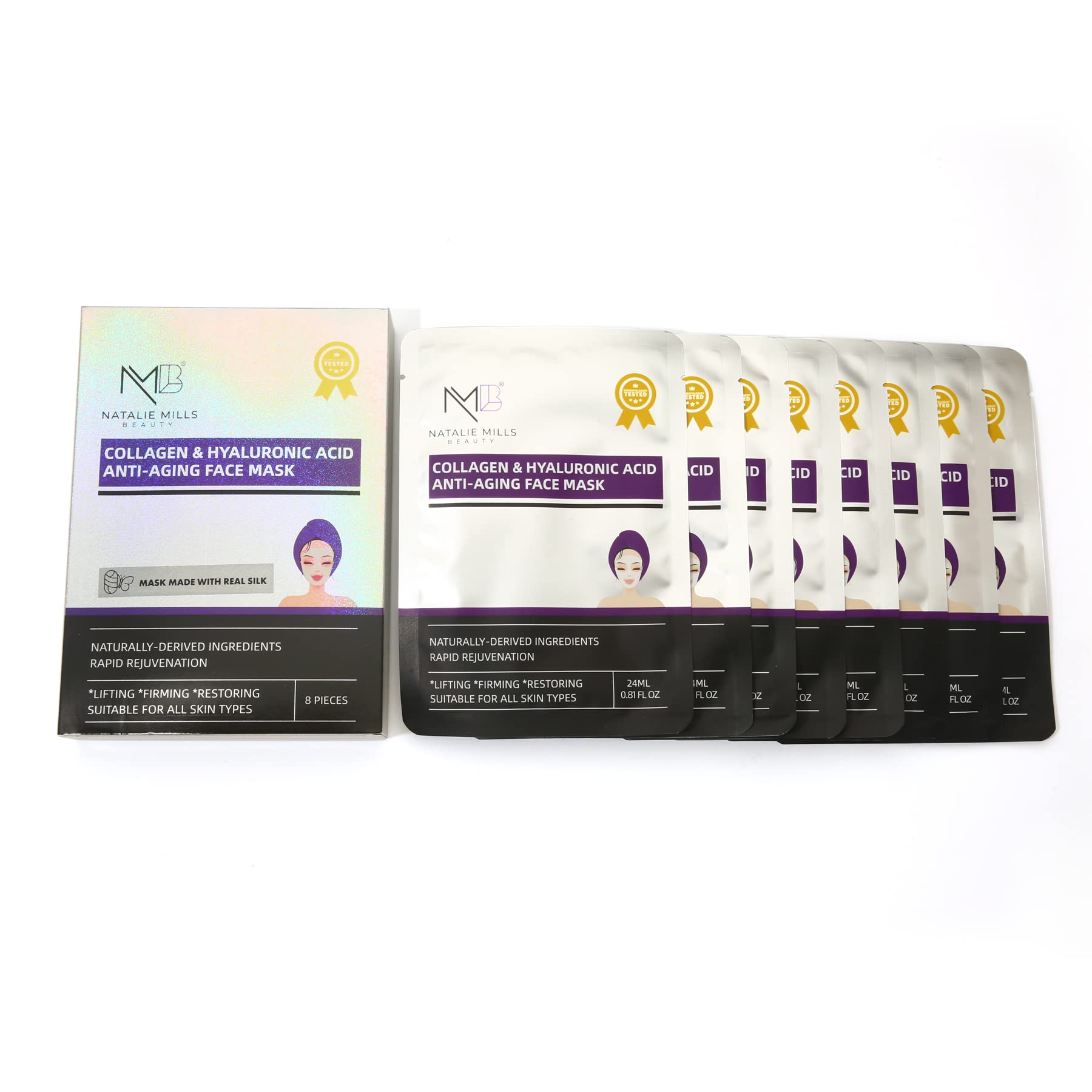 Natalie Mills Collagen & Hyaluronic Acid Anti - Aging SILK Face Mask - Natalie Mills Official Product View 10