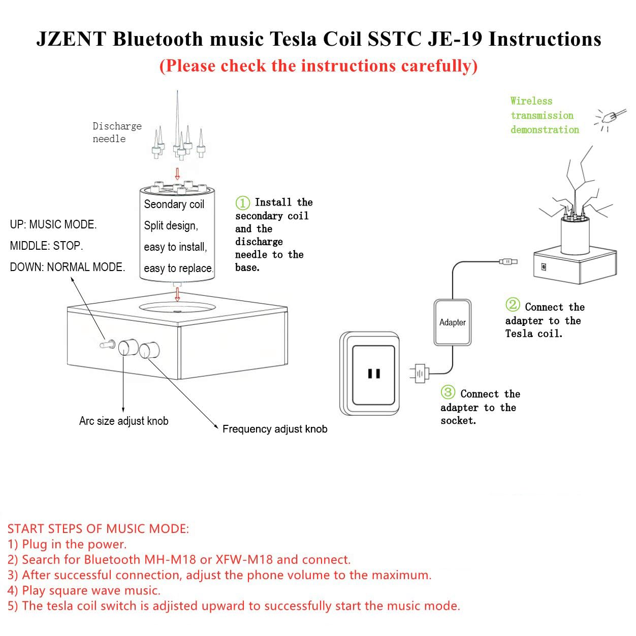 JZENT Bluetooth Music Tesla Coil SSTC Wireless Transmission Model JE-1 - View 6