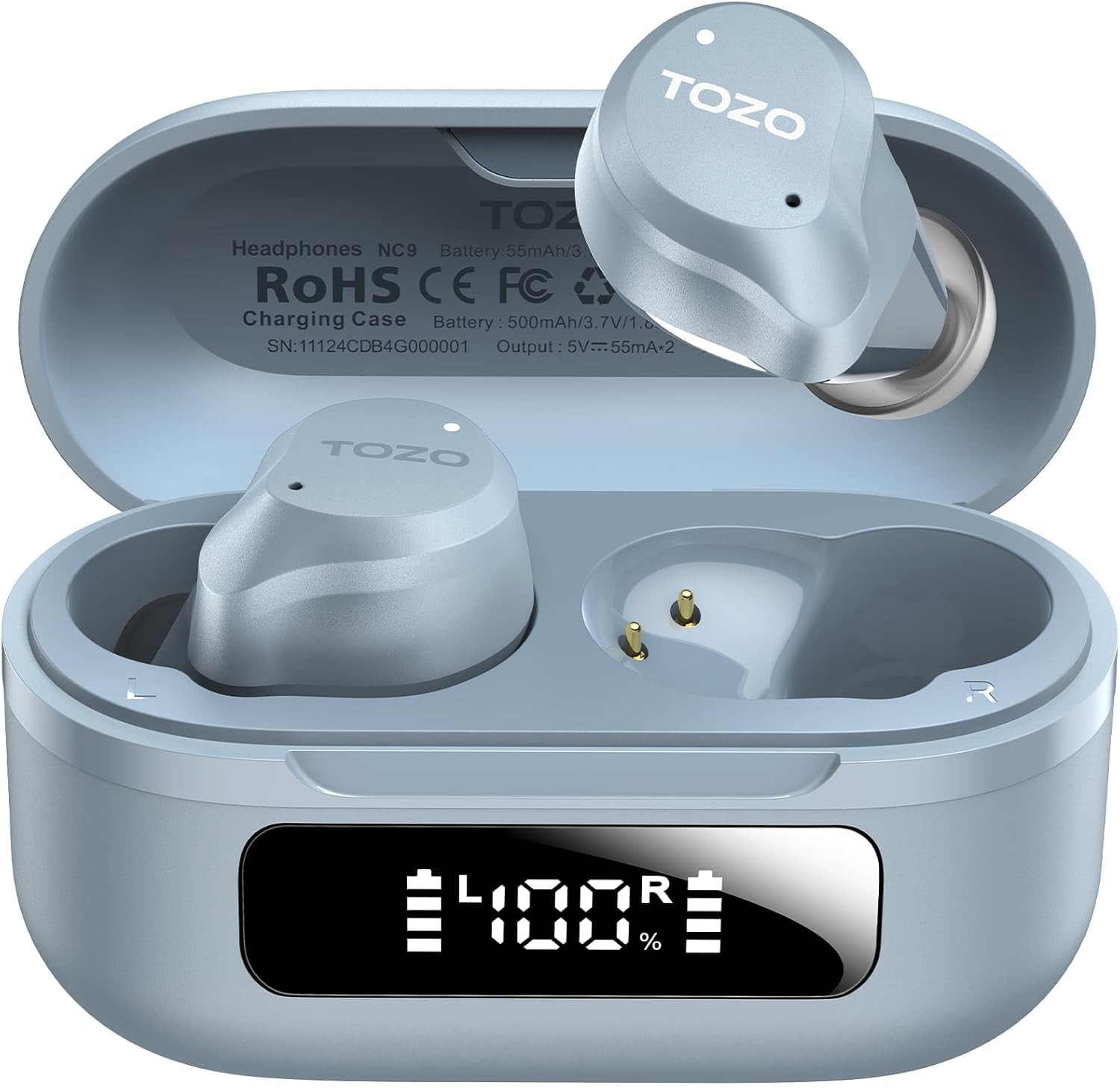 TOZO NC9 Hybrid Active Noise Cancelling Wireless Earbuds, 60H, LE - TOZO Official Product View 1