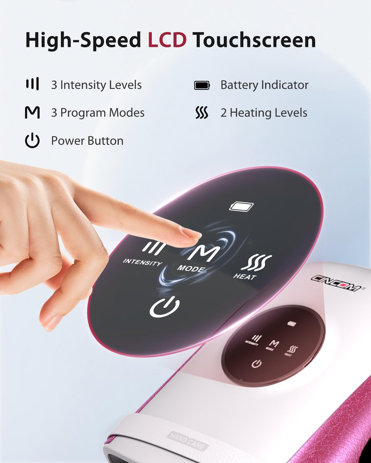CINCOM Hand Massager with Heat and Compression, Finger and Palm Massag - View 4