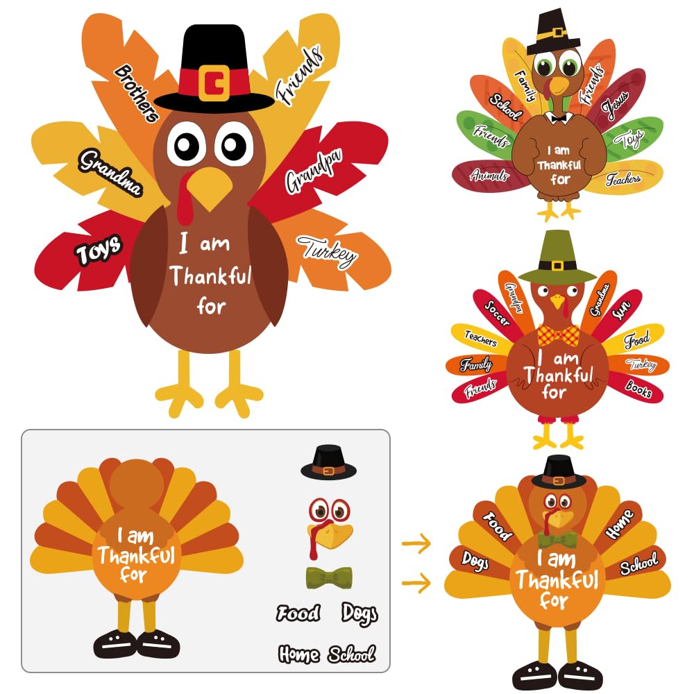 Thanksgiving Crafts for Kids, Make-a-Turkey Crafts Stickers - Product Imagery