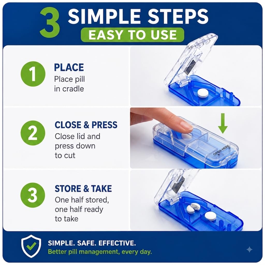 Ezy Dose Pill Cutter and Splitter with Built-in Pill Dispenser, E by EZY DOSE - Angle View 3