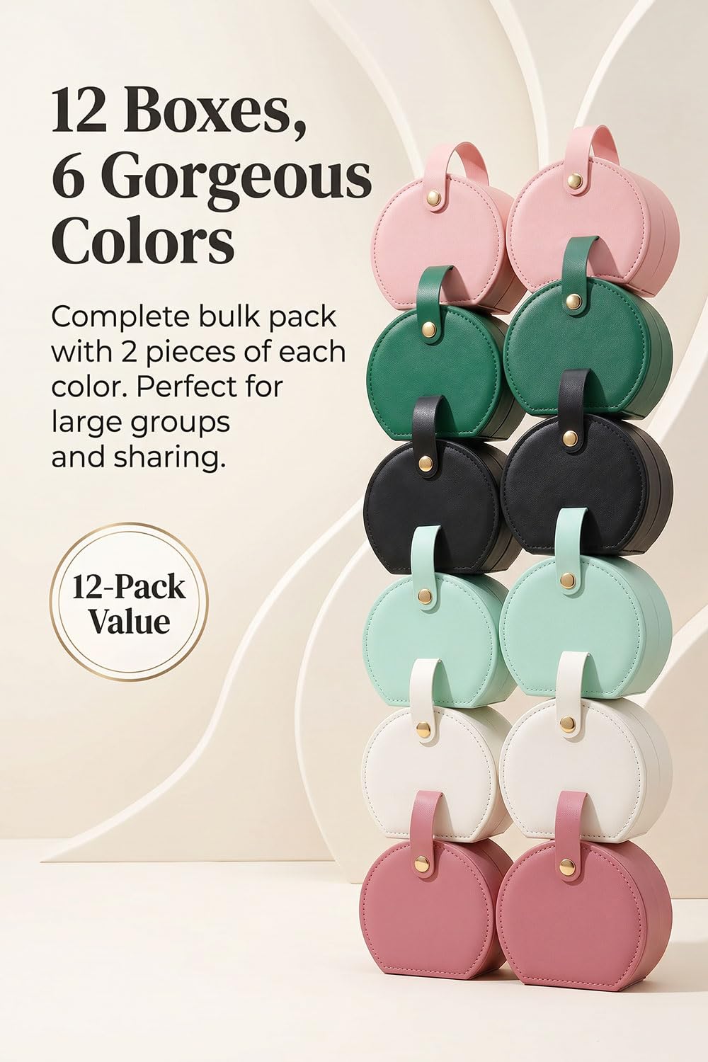 Travel Jewelry Box Multi Pack Small Round Faux Leather - RFCAW Official Imagery - 4