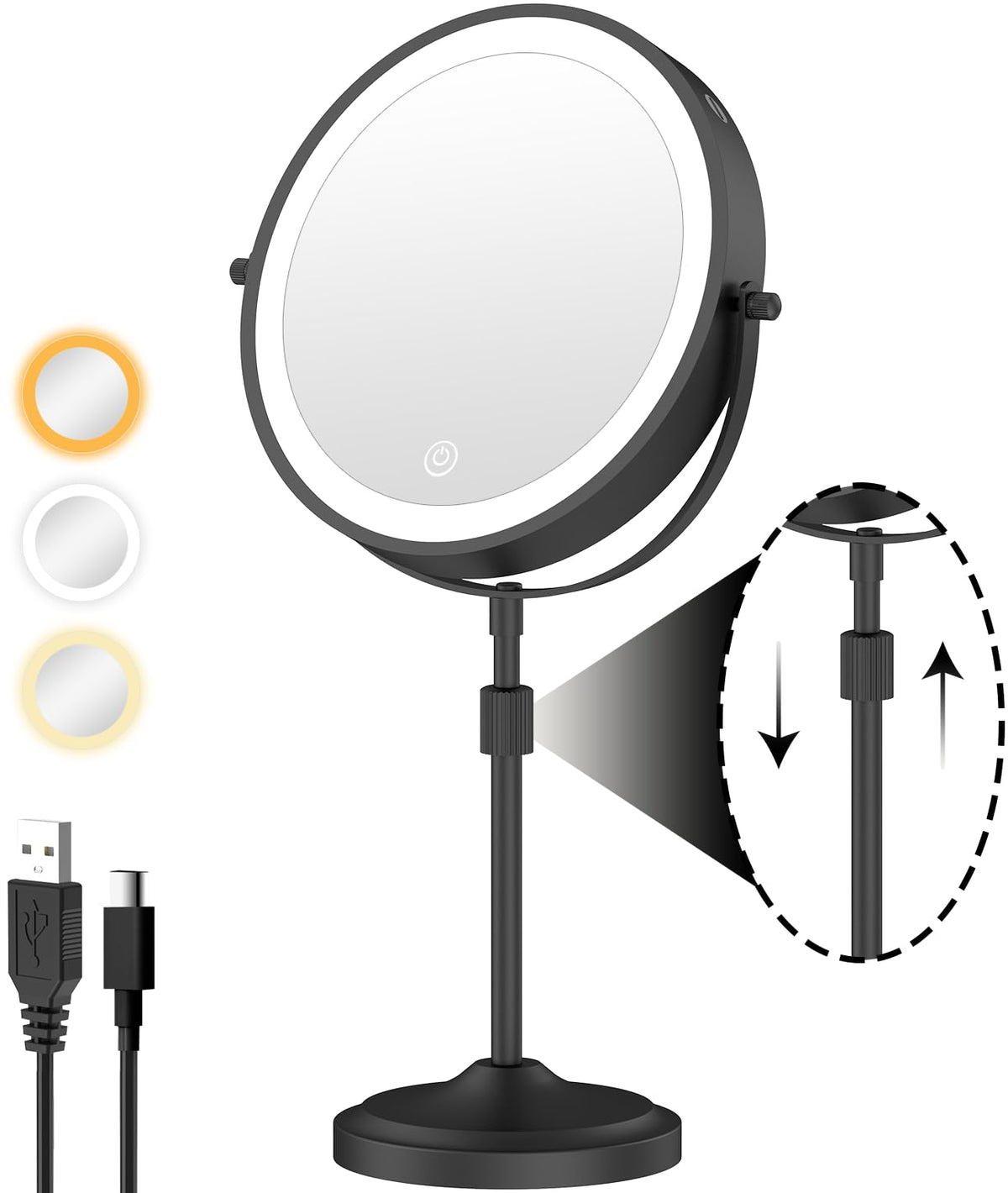9 Tall Lighted Makeup Mirror with Lights and 1X 10X - Erlingeryi Official Imagery - 2
