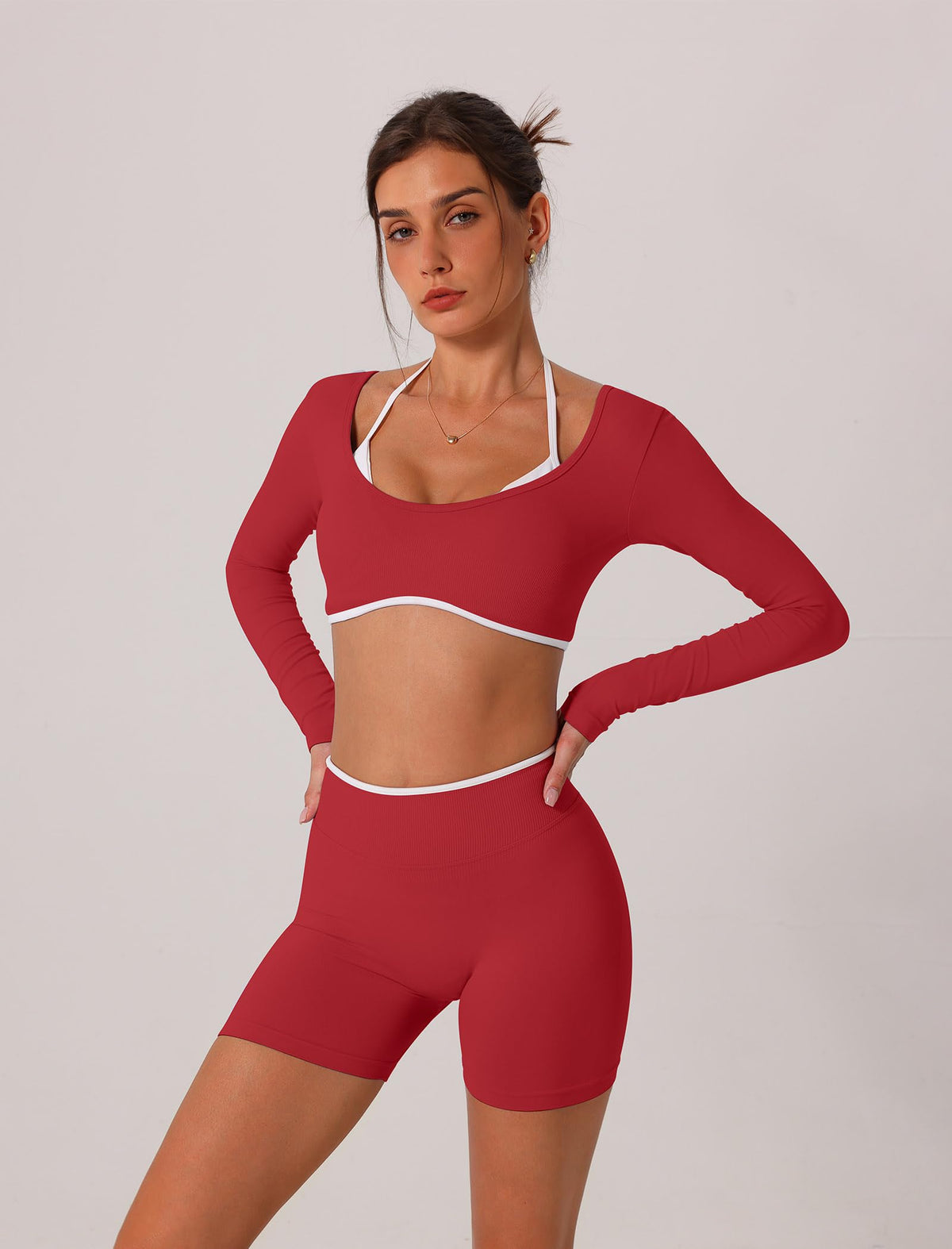 ABOCIW Workout Sets for Women 2 Piece Seamless Color Block - ABOCIW Official Imagery - 5