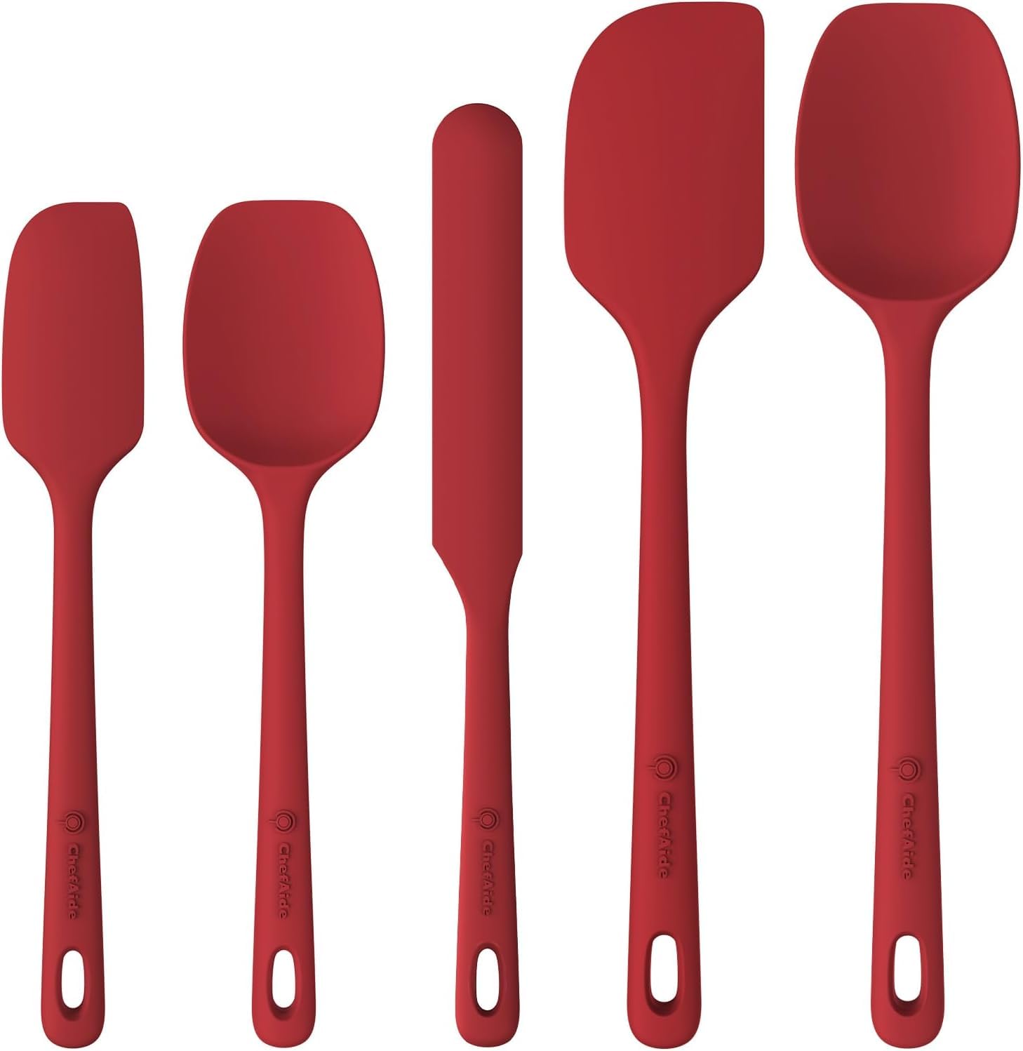 ChefAide 5 Pieces Silicone Spatulas Set, Heat Resistant Rubber Spatula - ChefAide Official Product View 10