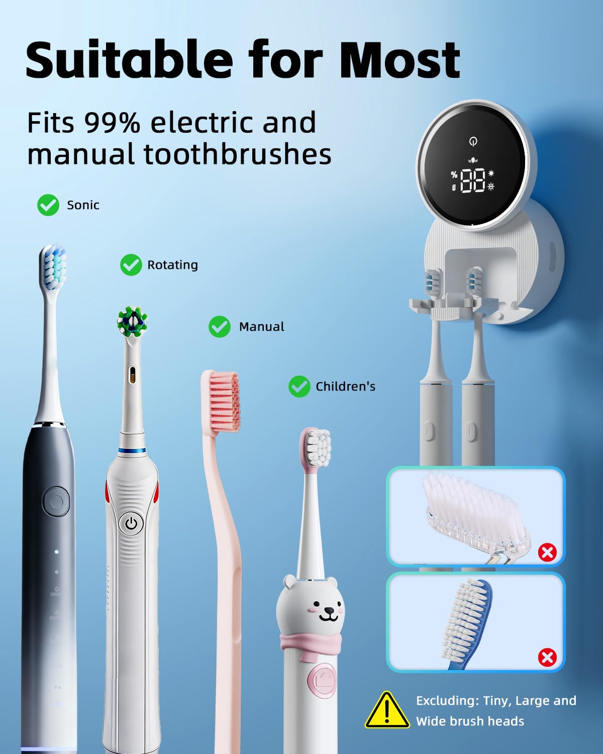 UV Toothbrush Sanitizer and Holder, WONICO Smart Tooth Brush Hold - WONICO Official Product View 6