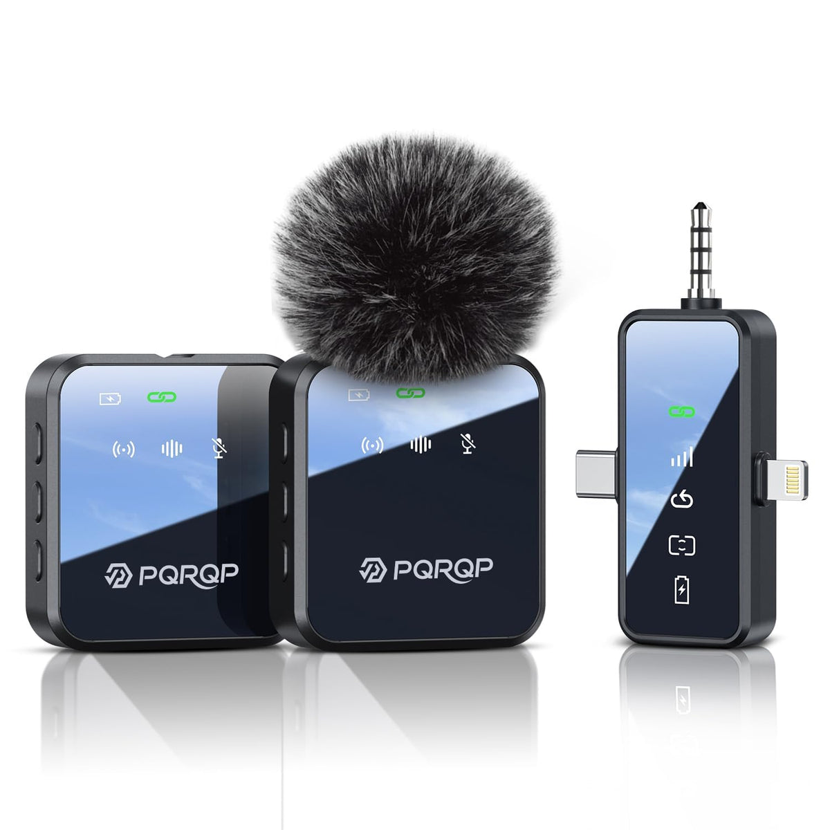 PQRQP 3 in 1 Wireless Mini Microphone for iPhone Android - PQRQP Official Imagery - 1
