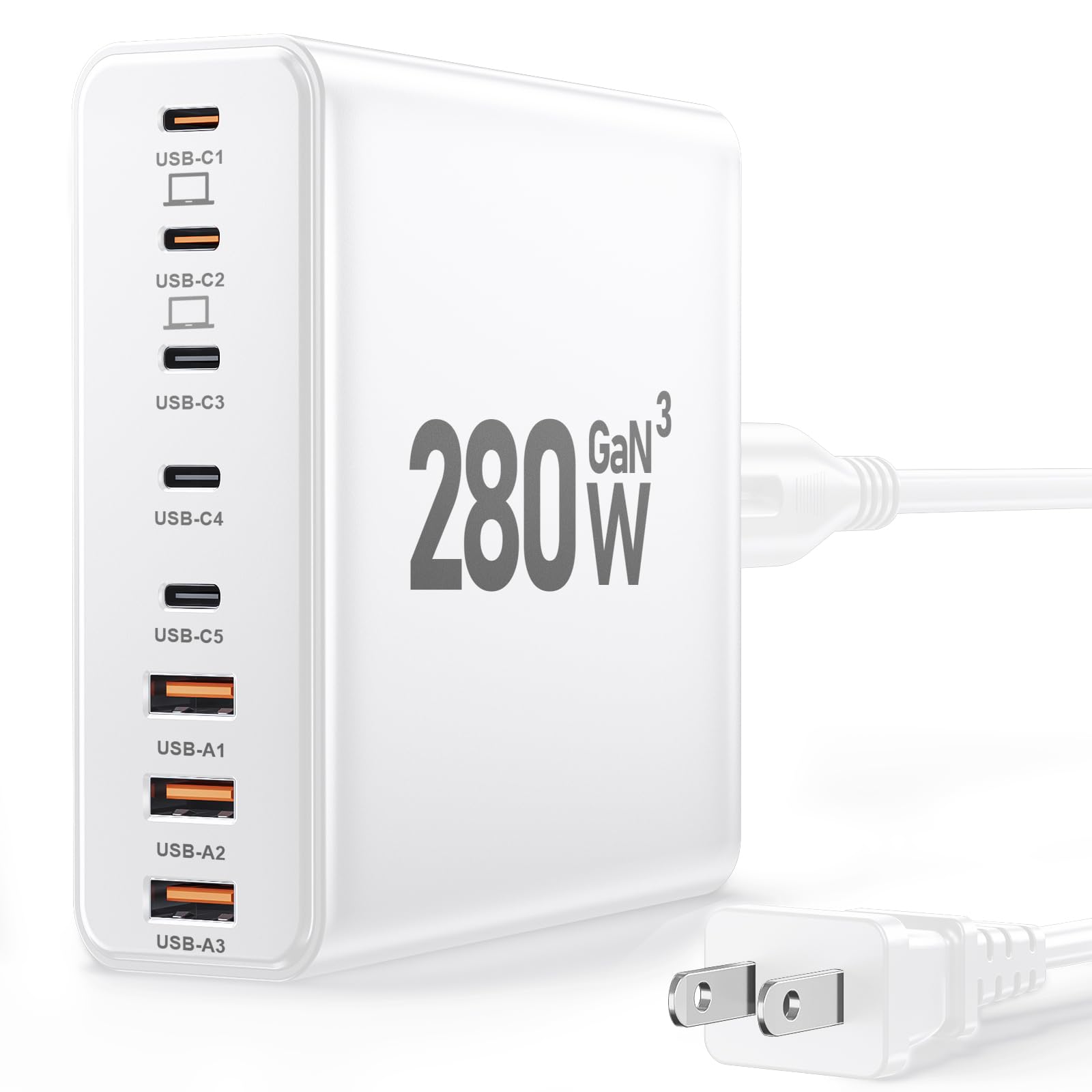 Ediliow 380W USB C Charger Block with 4 USB Cables Dual 100W Char - Ediliow Official Product View 8