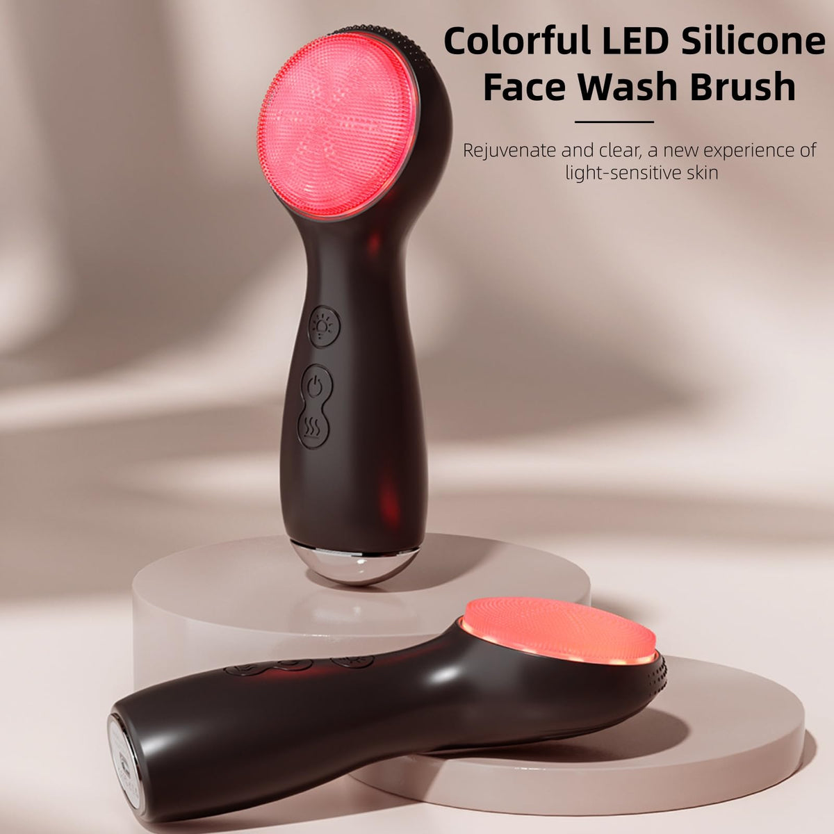 Colorful LED Silicone Face Brush Sonic Vibration Heat - Yi Dong Official Imagery - 3