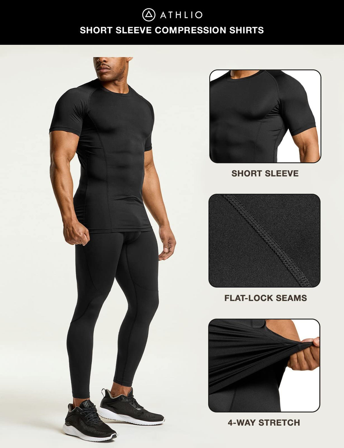 ATHLIO Men s Cool Dry Short Sleeve Compression Shirts Sports - ATHLIO Official Imagery - 6