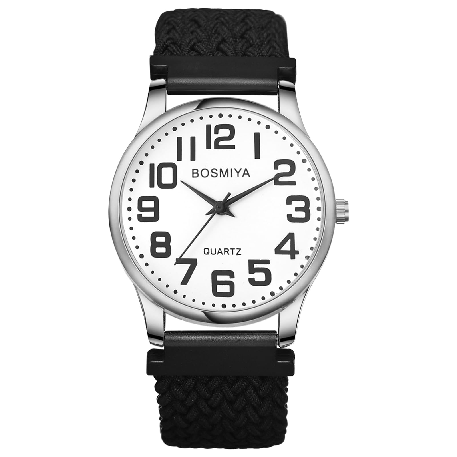 JewelryWe Braided Rope Elastics Watches: Easy Read Big Dial - Product Imagery