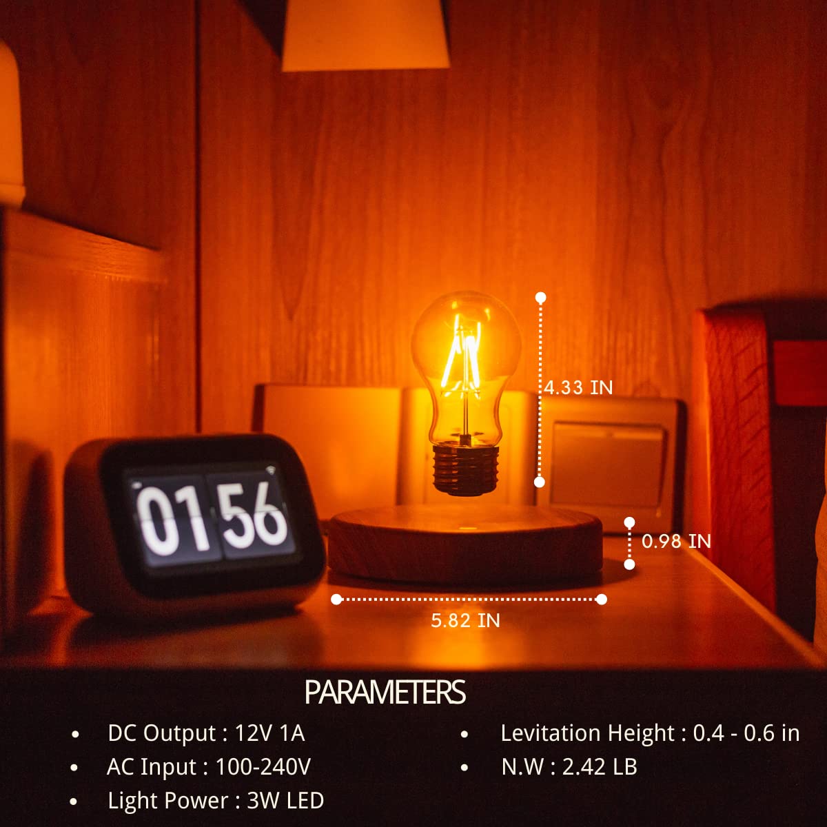 MOOCCI Levitating Bulb Lamp, Magnetic Floating Night Light for De - MOOCCI Official Product View 6
