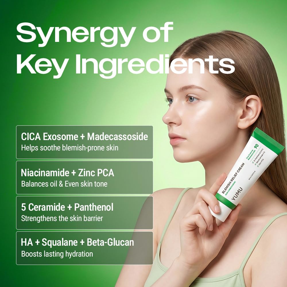 YUMU Cica Exosome Zinc Blemish Relief Cream, Face Moisturizer for Sensitive, - YUMU Official Product View 4