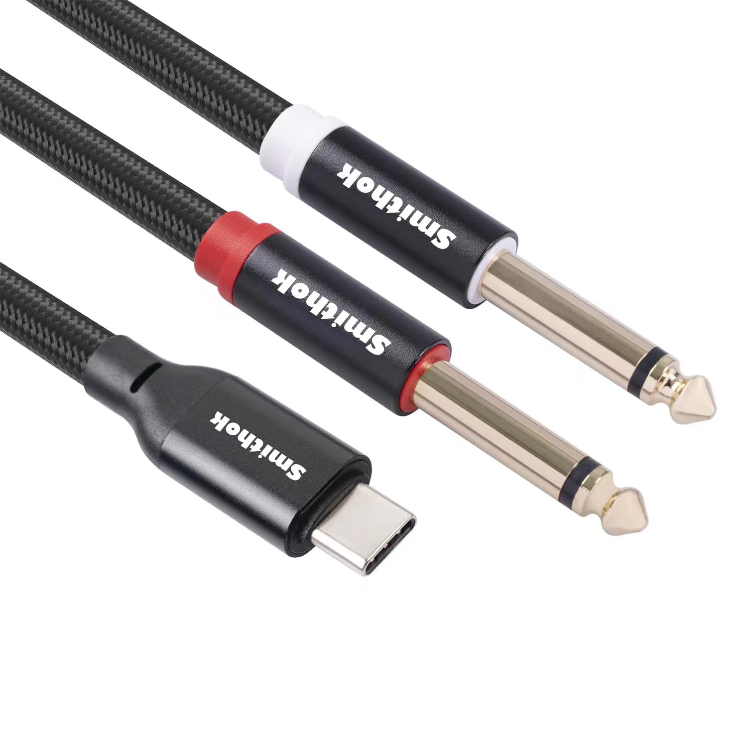 Smithok USB C to Dual 6.35mm 1/4 inch Stereo Splitter Y Cable, US by Smithok - Angle View 9