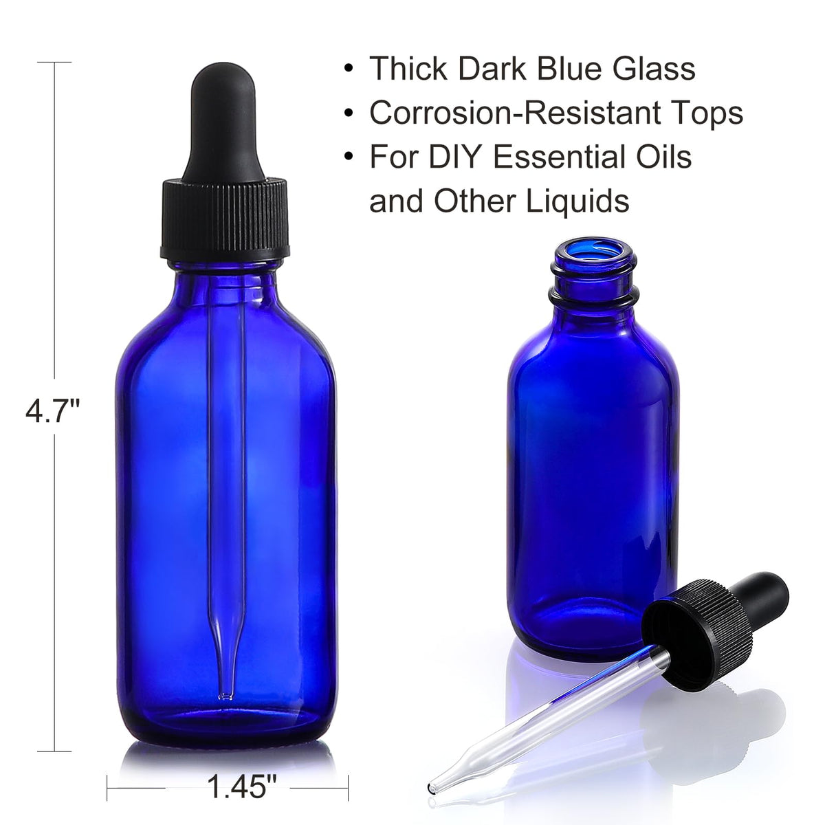 AOZITA 4 Pack 2 oz Dropper Bottles with 1 Funnel 4 Labels - AOZITA Official Product Imagery - 4
