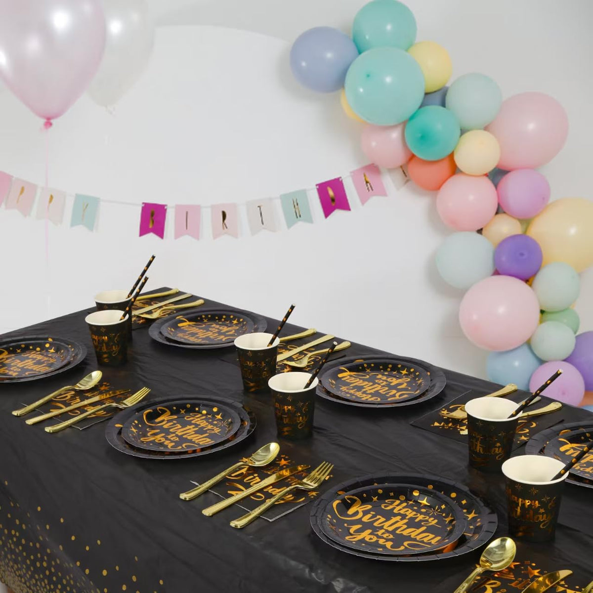 201 Pieces Birthday Plate Set Birthday Decorations Includes - Zyzyphor Official Imagery - 7