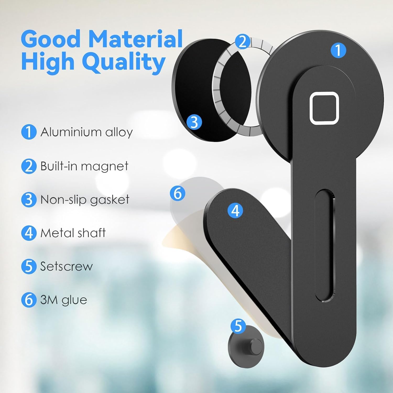 GadgetBite Magnetic Phone Holder for Laptop Phone Mount Designed for iPhone 17/16/15/14/13/12 MagSafe Adjustable Phone Holder Monitor Side Mount Slim Portable Foldable Computer Expansion Bracket Black
