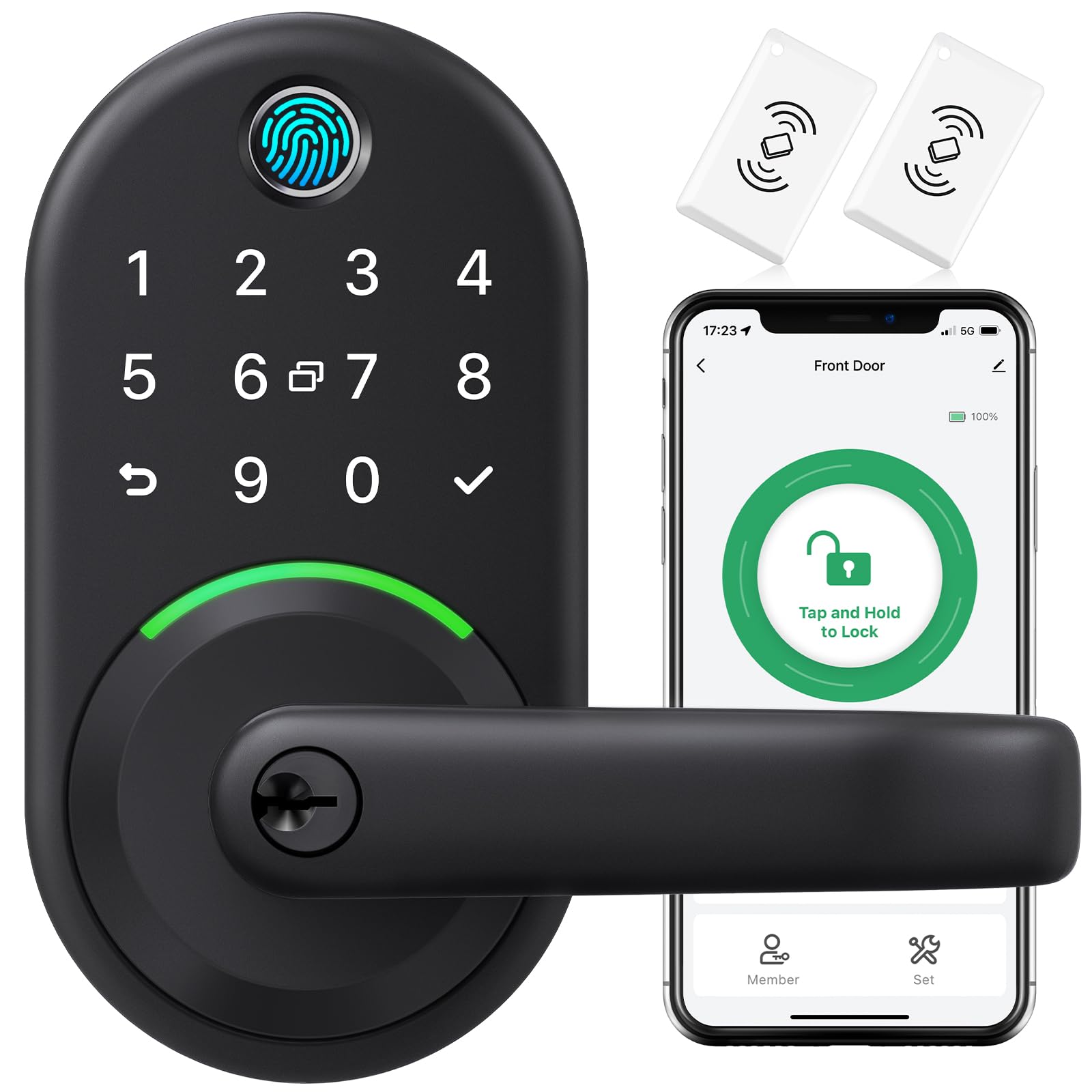 Smart Door Handle Lock with Keypad, Yamiry Fingerprint Knob for Front Door - Yamiry Official Product View 1