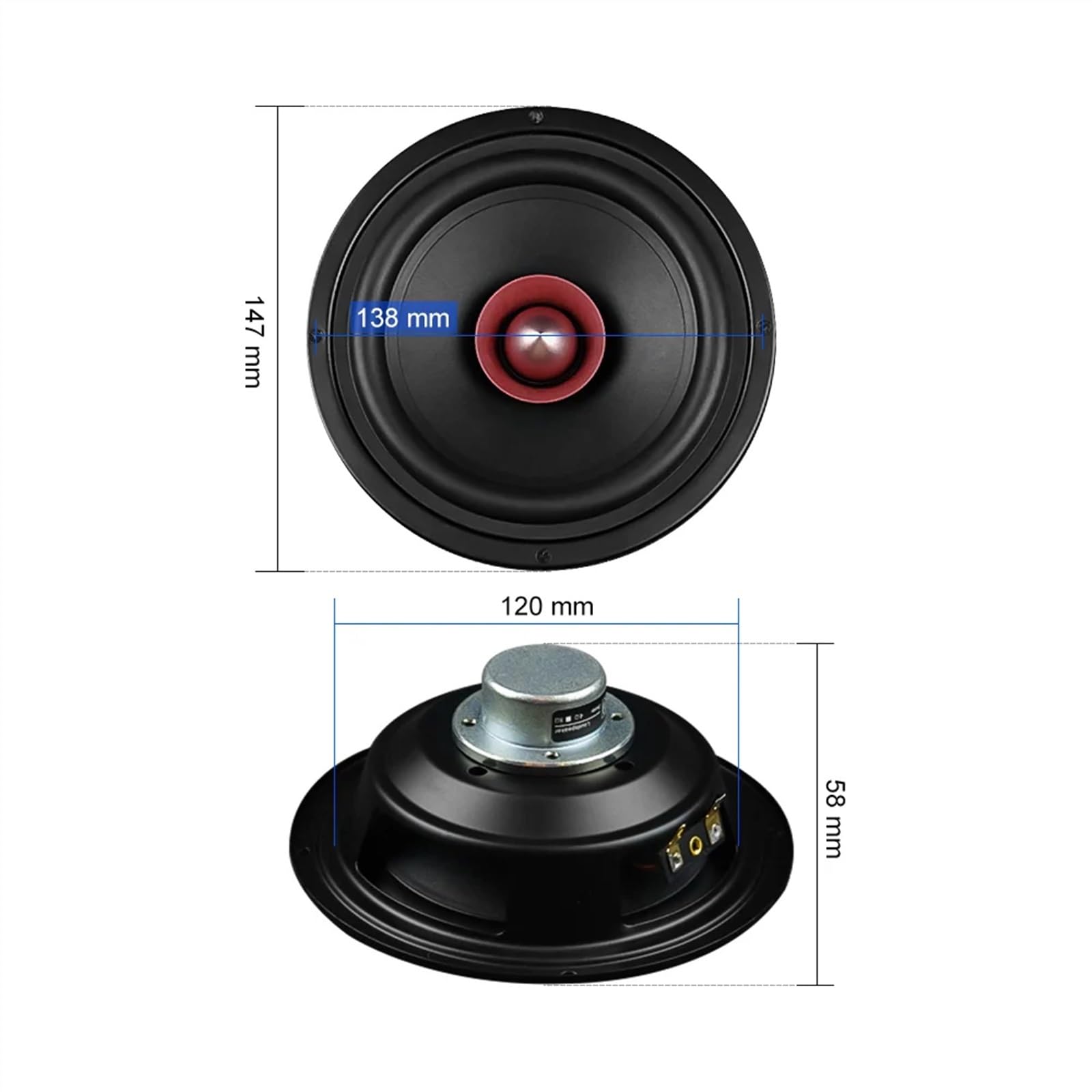 ABLNLPYOC 2Pcs 5.25 Inch HiFi Full Range Speaker Units 4 8 Ohm 40W NdFeB Magnet Loudspaeker Home Theater Music Sound Speaker(Square 8 Ohm)