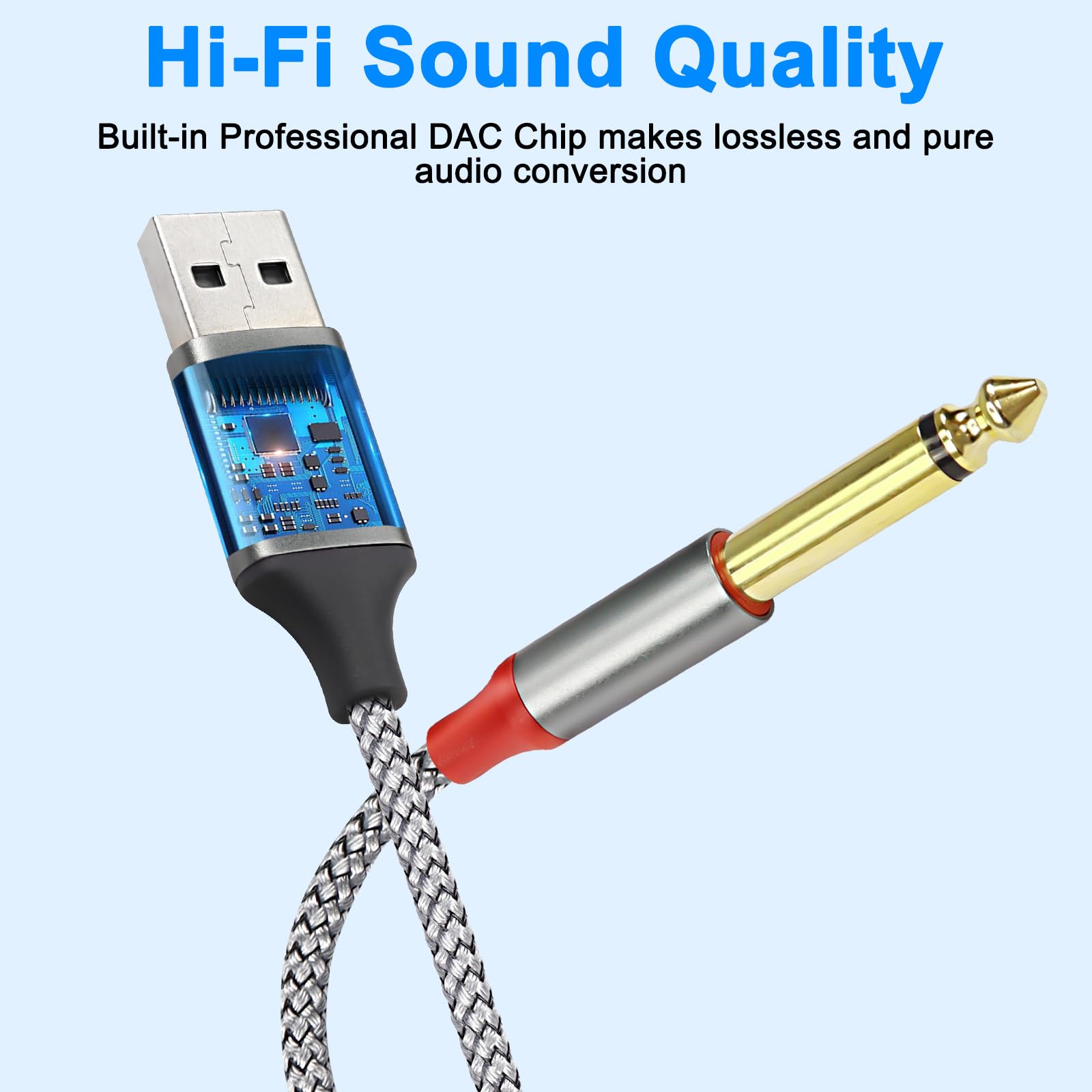 XMSJSIY USB A to 6.35mm Cable USB A to Dual 6.35 mm 1/4 inch TS A by XMSJSIY - Angle View 5