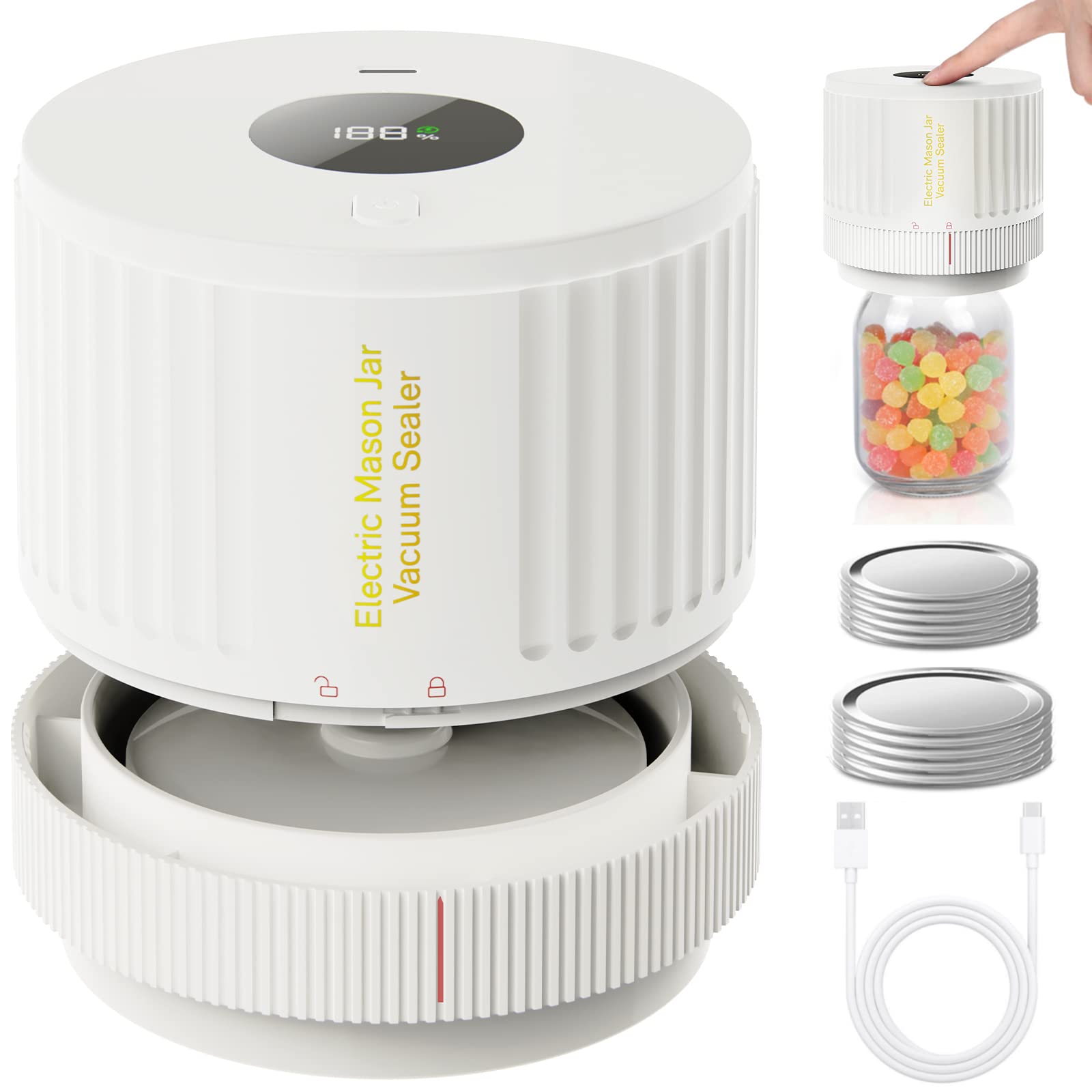LOVE MOMENT Electric Mason Jar Vacuum Sealer Kit by LOVE MOMENT - Angle View 10