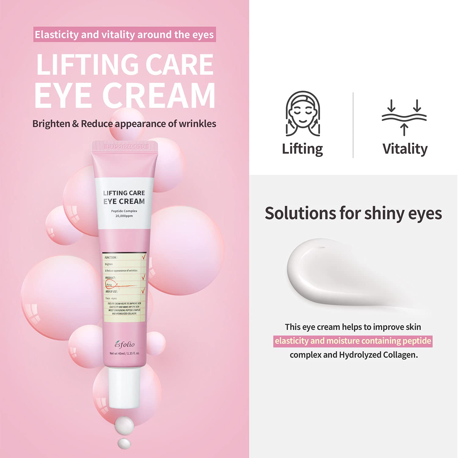 Esfolio Lifting Care Collagen &amp; Peptide Eye Cream for - esfolio