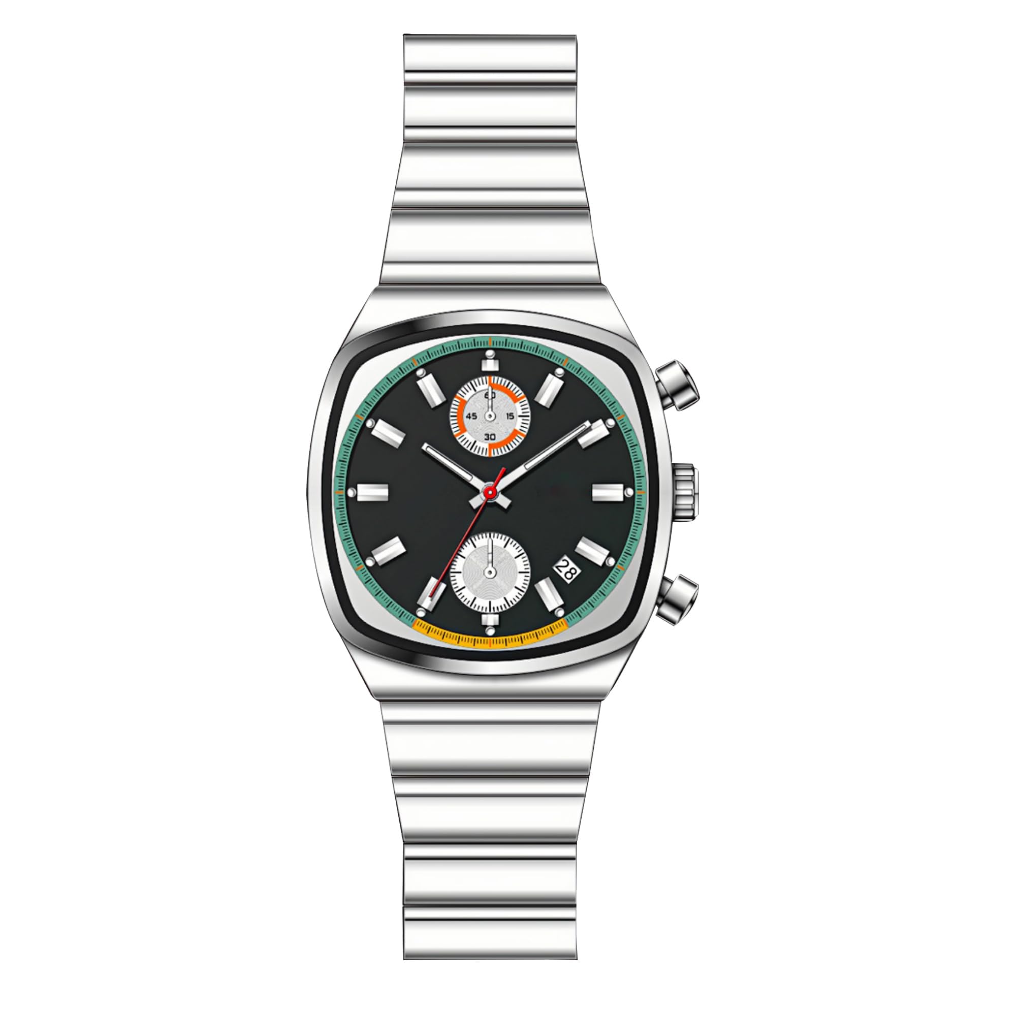 Gosasa Business Mens Square Quartz Watch, Chronograph Stainless - Product Imagery