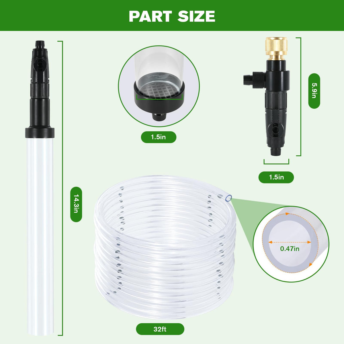 Aquarium Siphon Vacuum Gravel Cleaner Kit for Fish Tank 32ft - ZRDR Official Imagery - 5