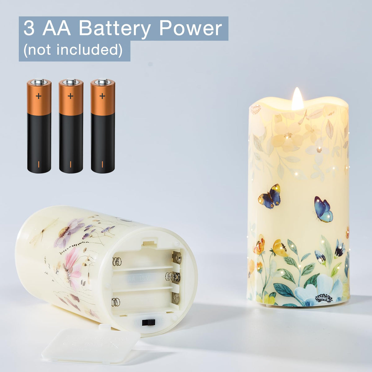 Butterfly Fiber Optic Flameless Pillar Candles with Remote 3 - Eywamage Official Imagery - 4