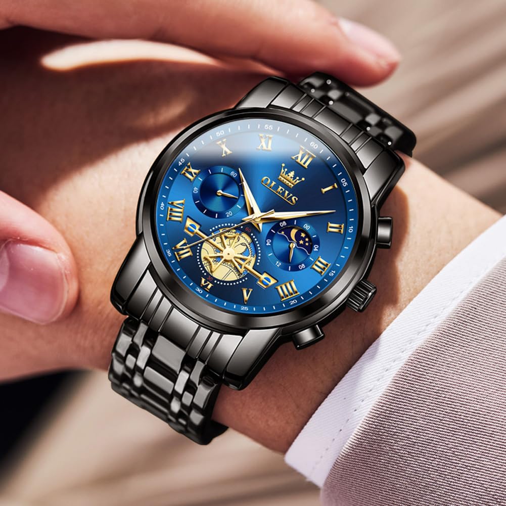 OLEVS Blue Men's Chronograph Dress Watch | Luxury Gift