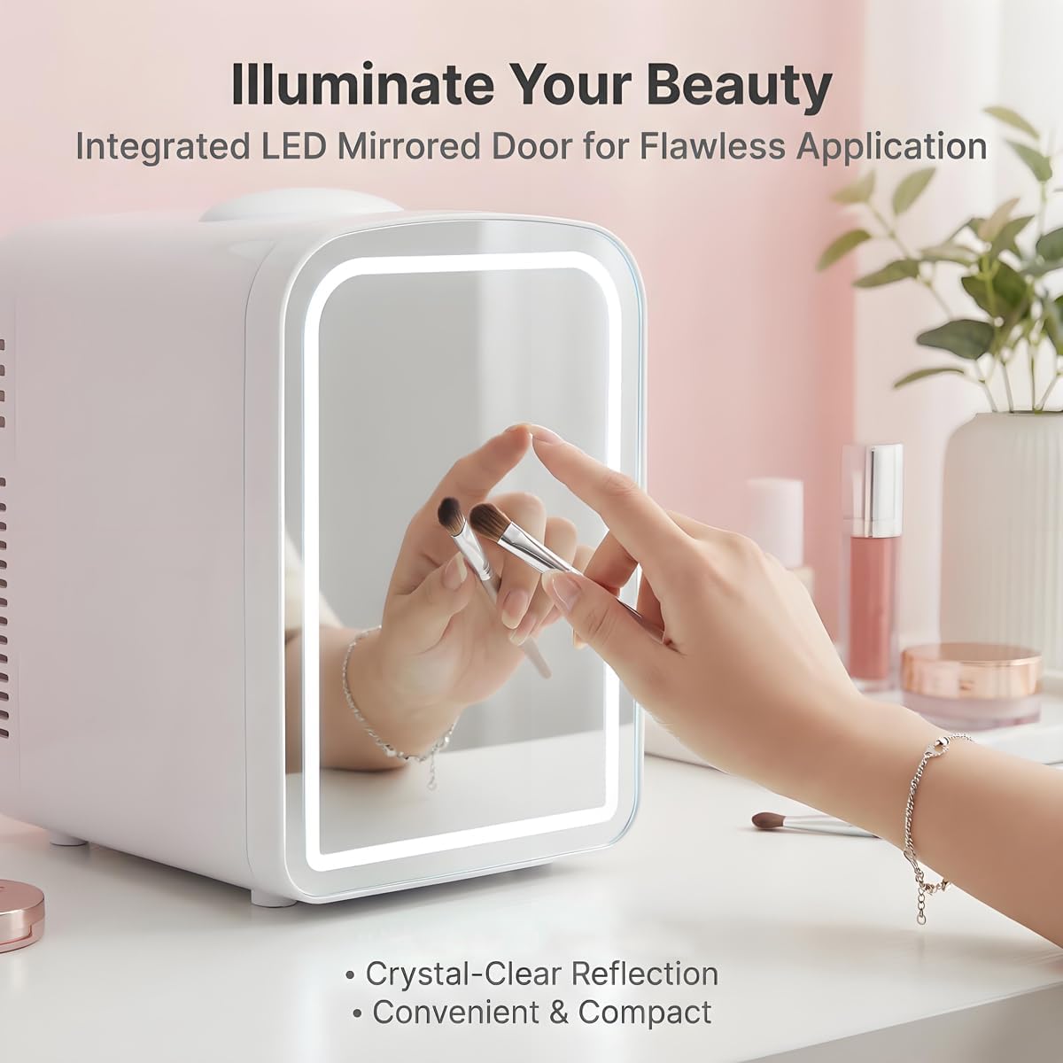 Lispin 4L Compact Personal Fridge with Adjustable LED Mirror - Lispin Official Imagery - 6