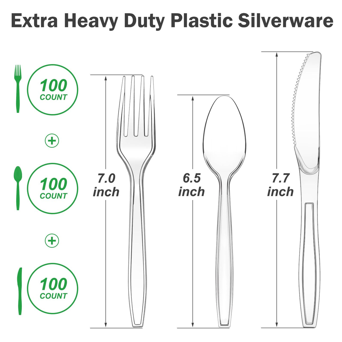 Dealusy 300 Count Extra Heavy Duty Clear Plastic Silverware - Dealusy Official Imagery - 4