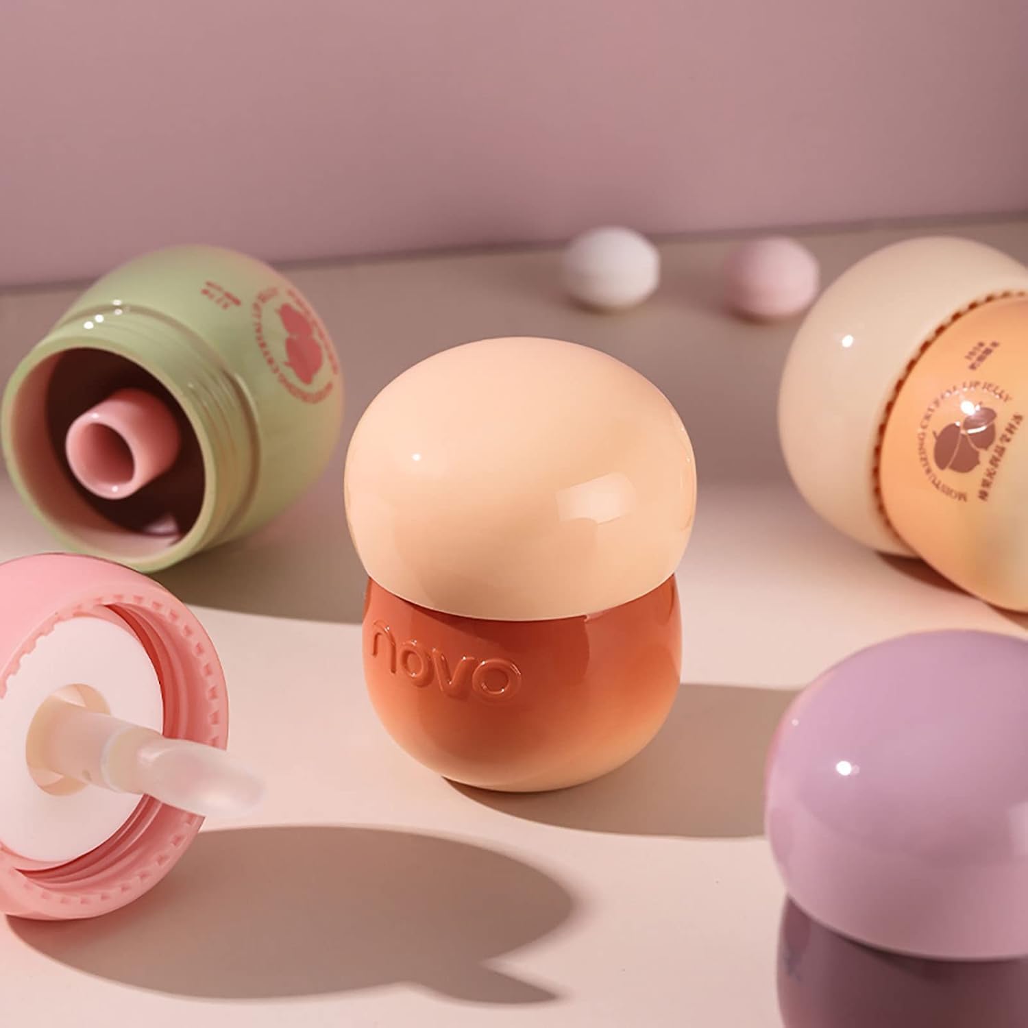 Lovelycat Pudding Glow Lip Balm – Glossy Tinted 4PC Set