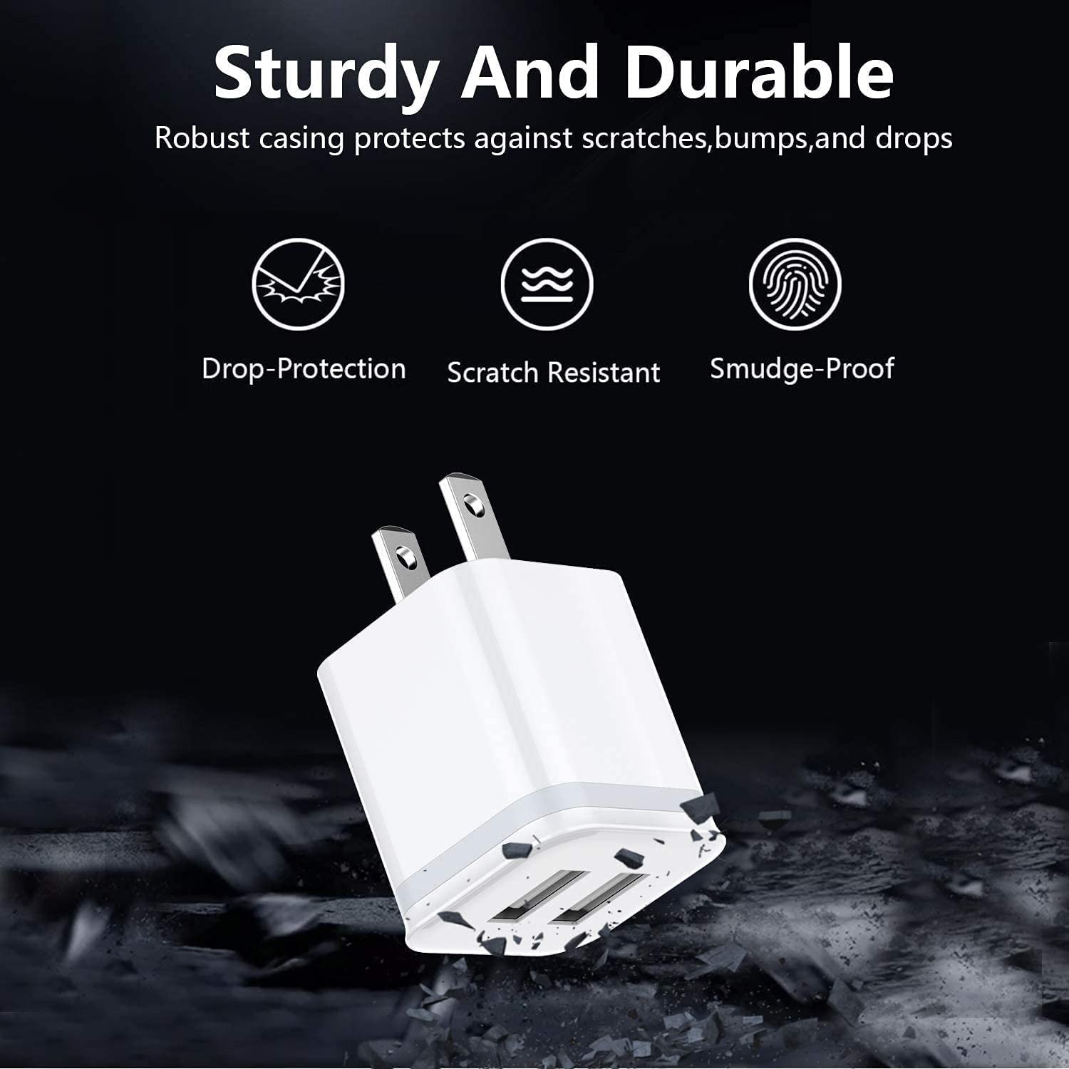 USB Wall Charger, LUOATIP 3 - Pack 2.1A 5V Dual Port Cube Power Adap - LUOATIP Official Product View 7