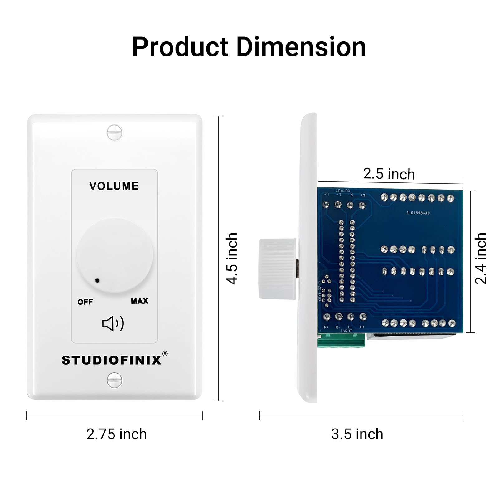STUDIOFINIX 100W in Wall Volume Control Knob Matching Impedance - by STUDIOFINIX - Angle View 7