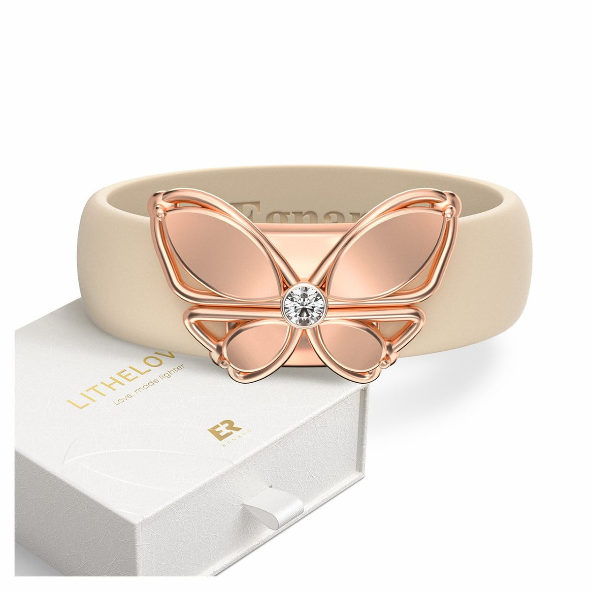 Egnaro Women Silicone Ring with Copper Alloy Butterfly - Egnaro Official Imagery - 1