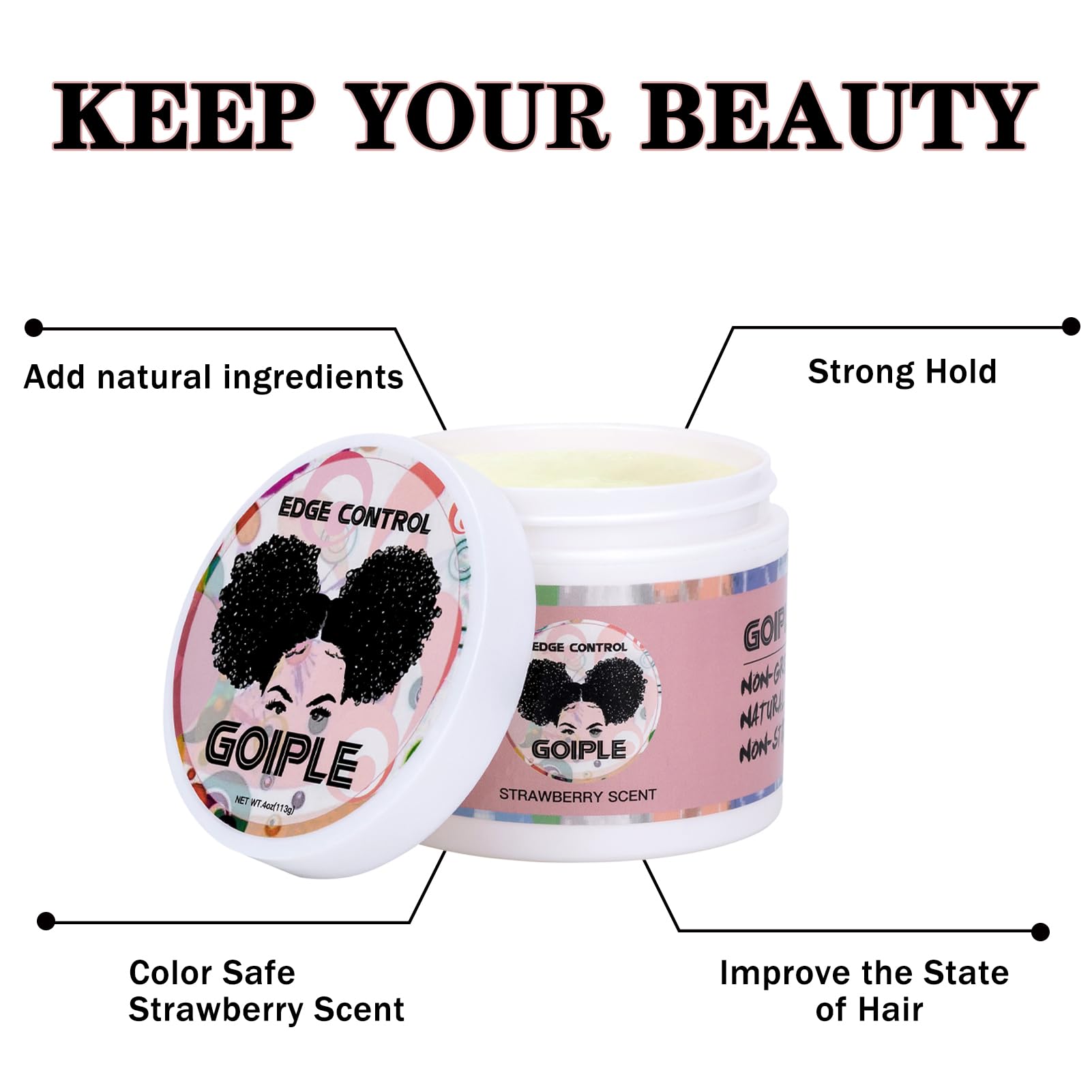 WOZUTUNT Edge Control Wax, Hair Styling Product, Strong Hold Non - greasy Edge - WOZUTUNT Official Product View 3