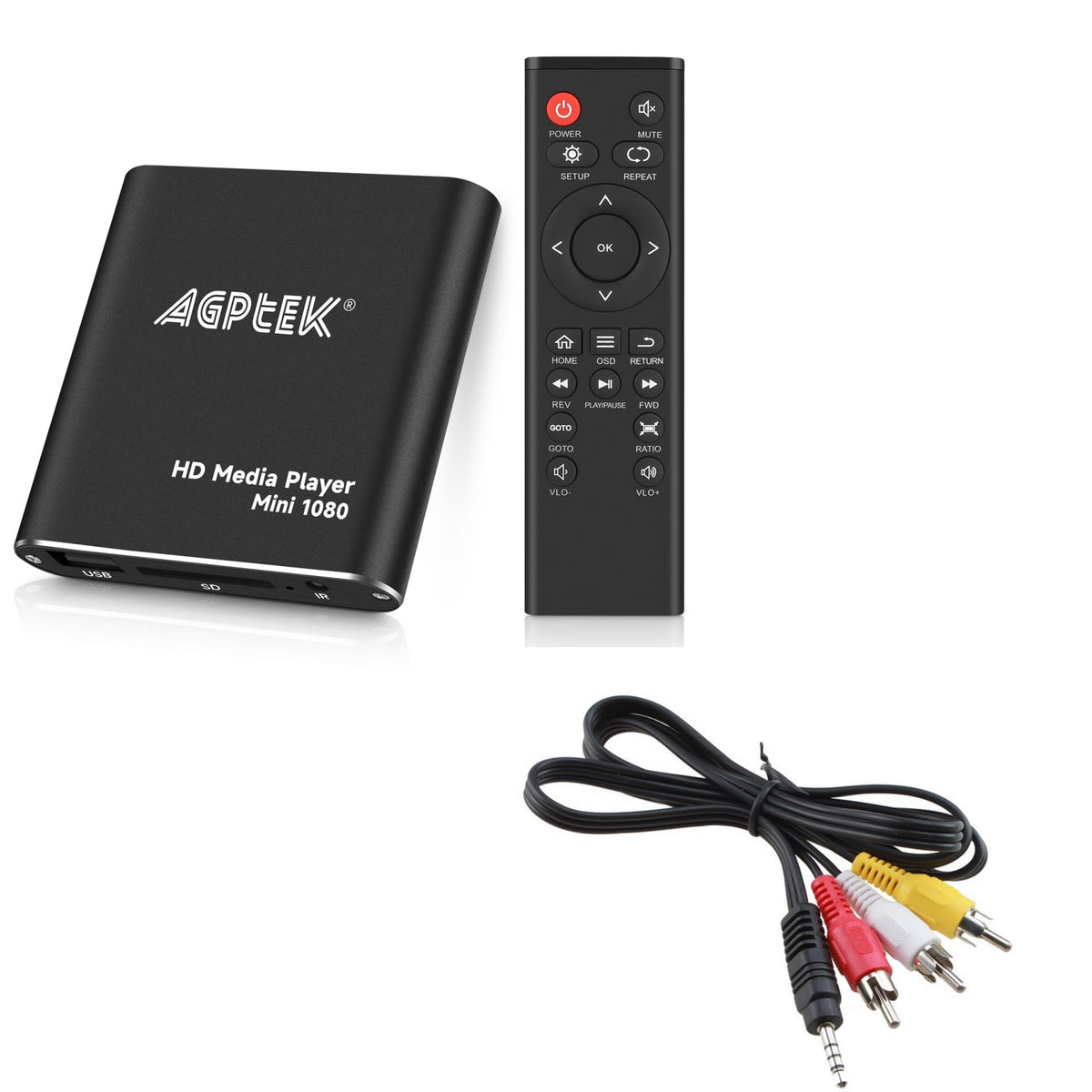 HDMI Media Player with One More AV Cable Black Mini 1080p - MYPIN Official Imagery - 1