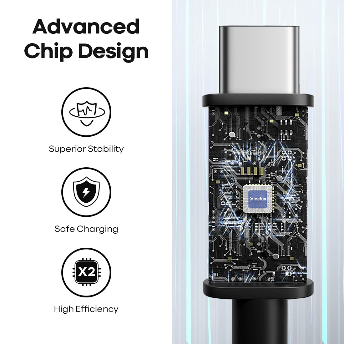 CLEEFUN 20ft USB C charging cable, USB to USB-C, long electronic cable for fast device charging and data transfer.