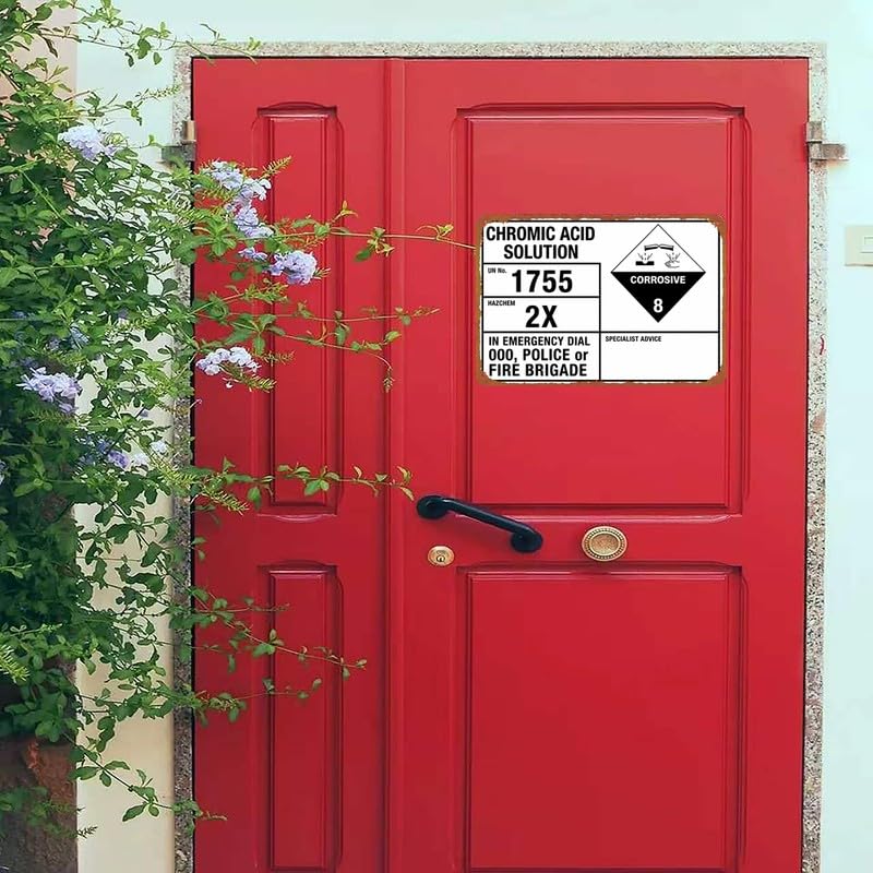 Interesting Metal Sign Chromic Acid Corrosive Warning Wall Decor - Product Imagery