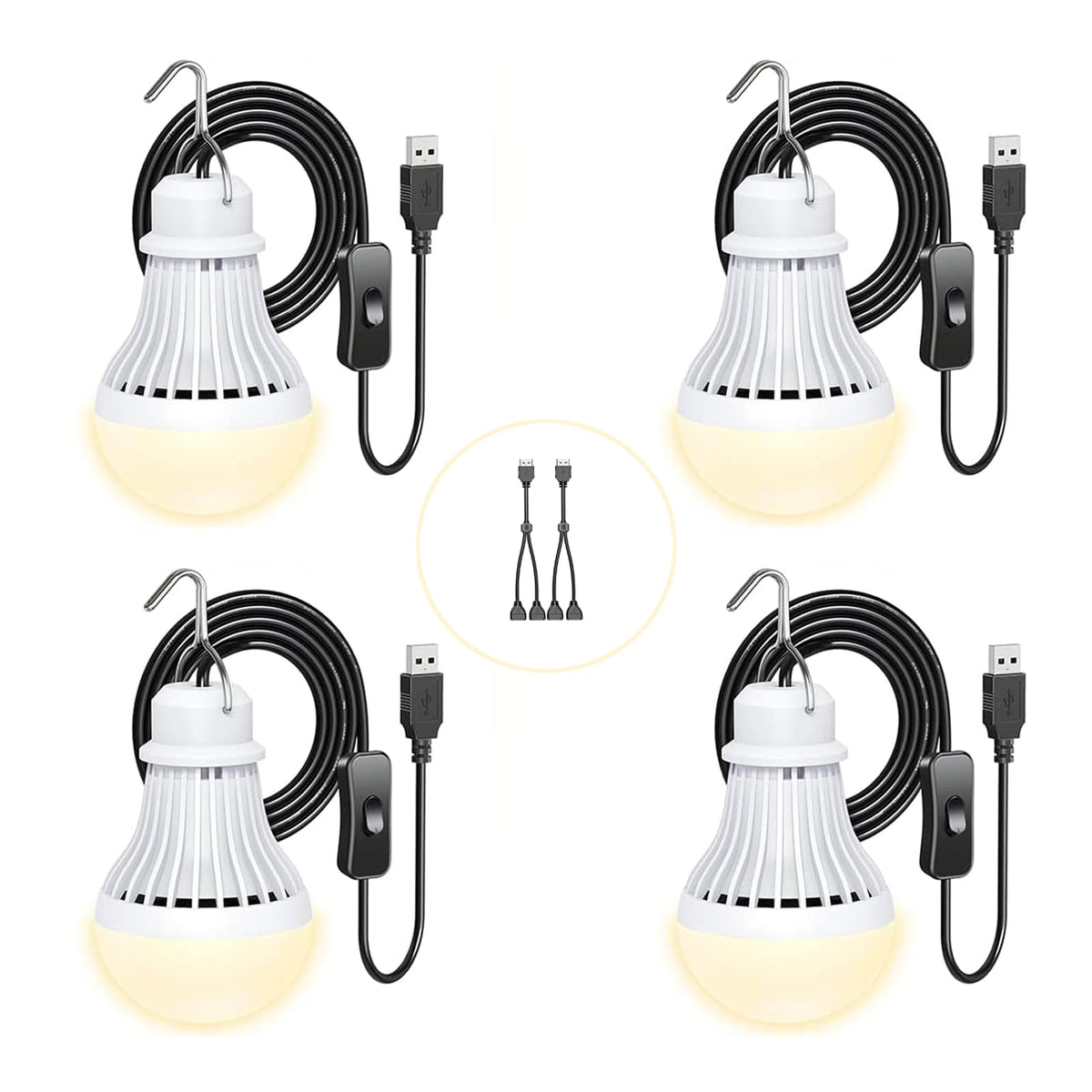 4 Pack USB Light Bulb USB LED Camping Light Lantern 8 2 ft - VASTPOWER Official Imagery - 8