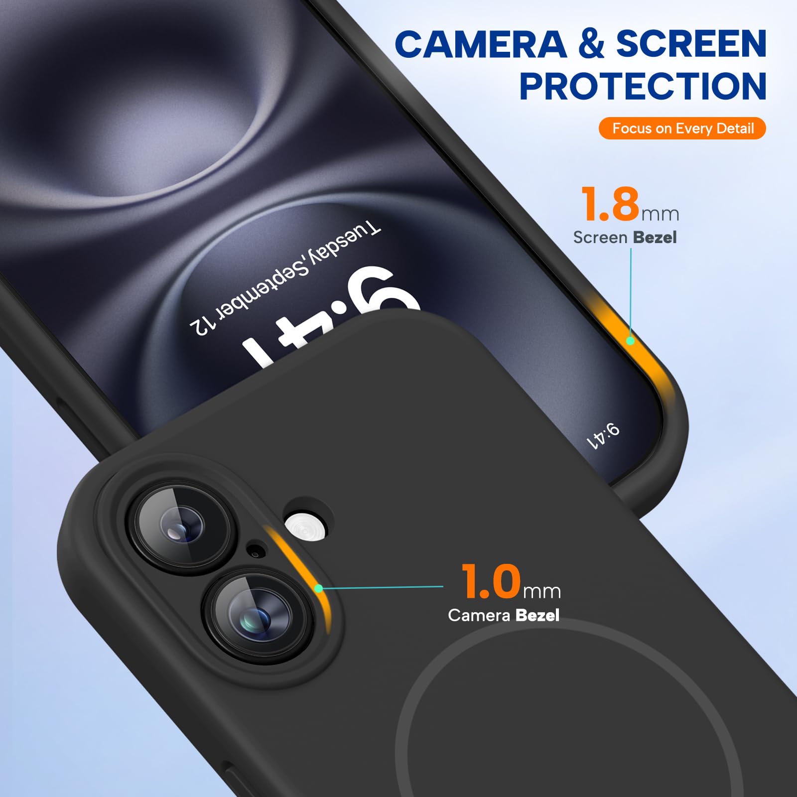 Miracase Silicone & Magnetic for iPhone 16 Case, Black - Miracase Official Product View 5