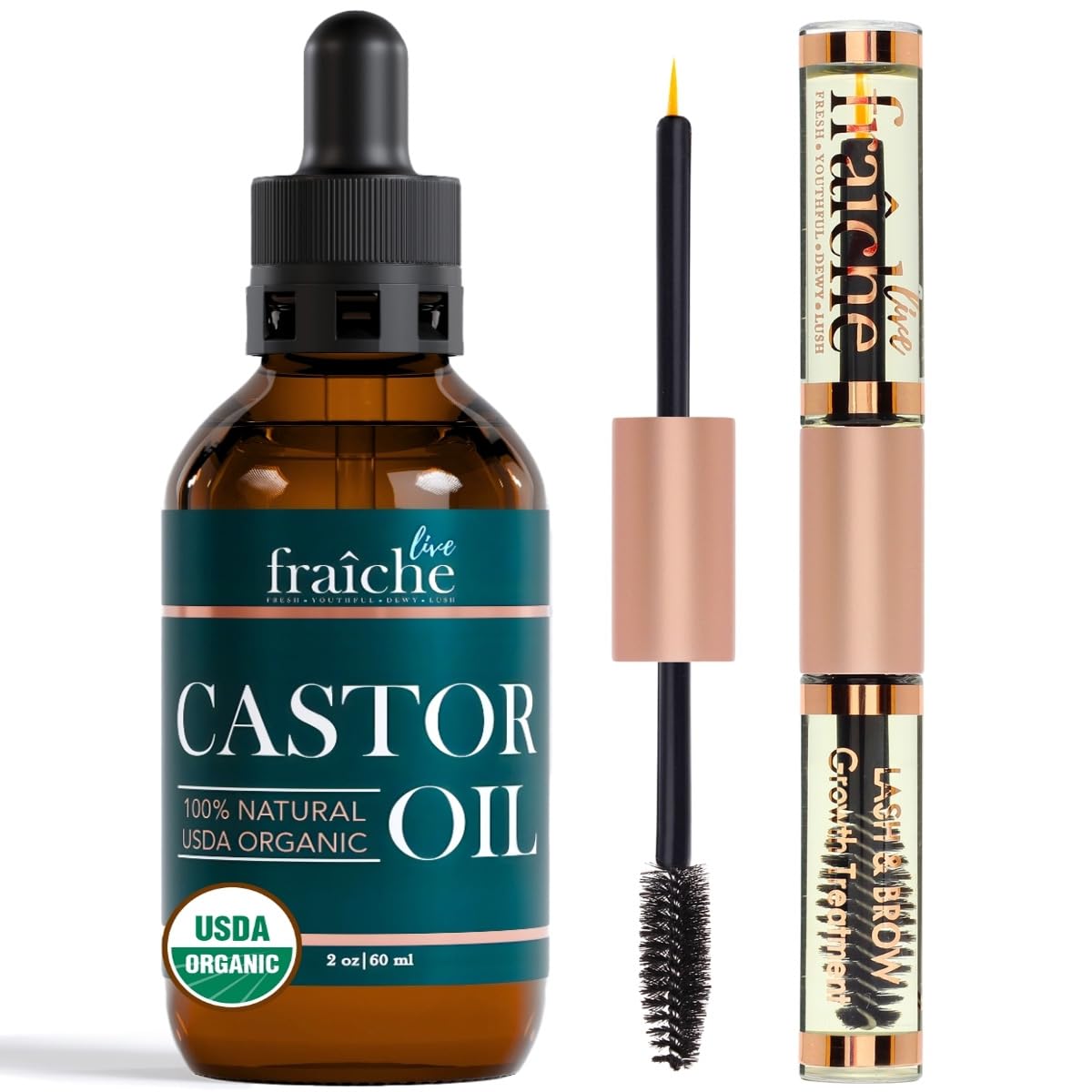 Live Fraiche Organic Castor Oil Eyelash Growth Serum, Eyebrow Lash Ser - View 2