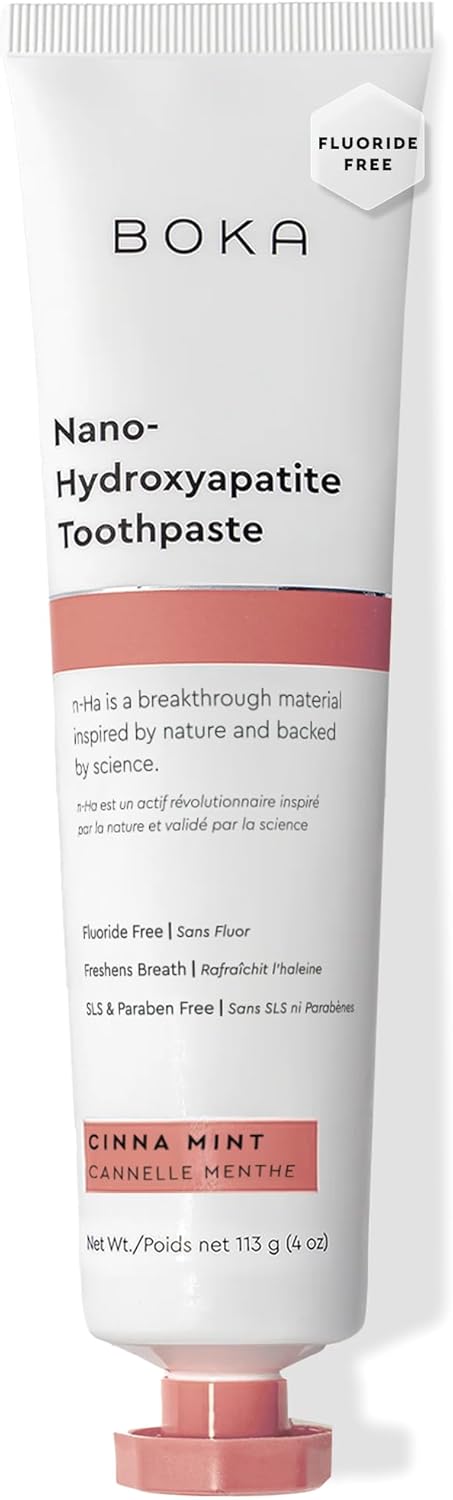 Boka fluoride-free nano hydroxyapatite toothpaste for sensitive teeth, showing the tube and packaging.