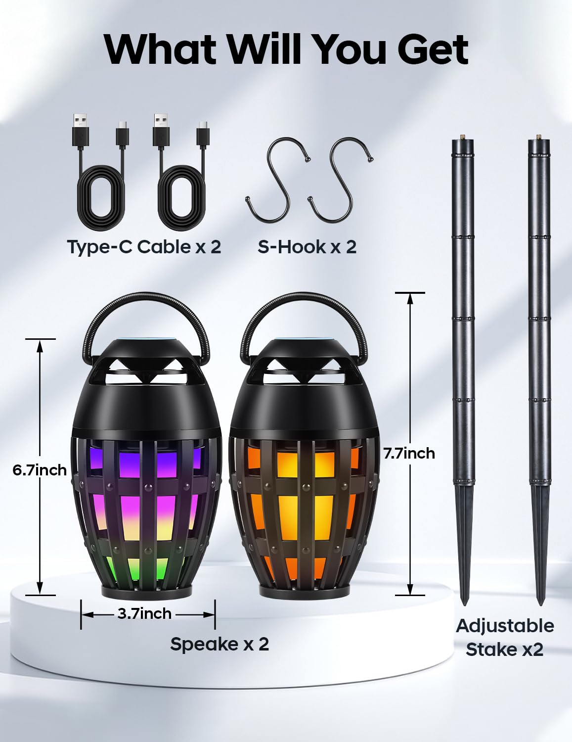 Dehikewell Outdoor Bluetooth Speakers with LED Flame Effect & Color Ch - View 8
