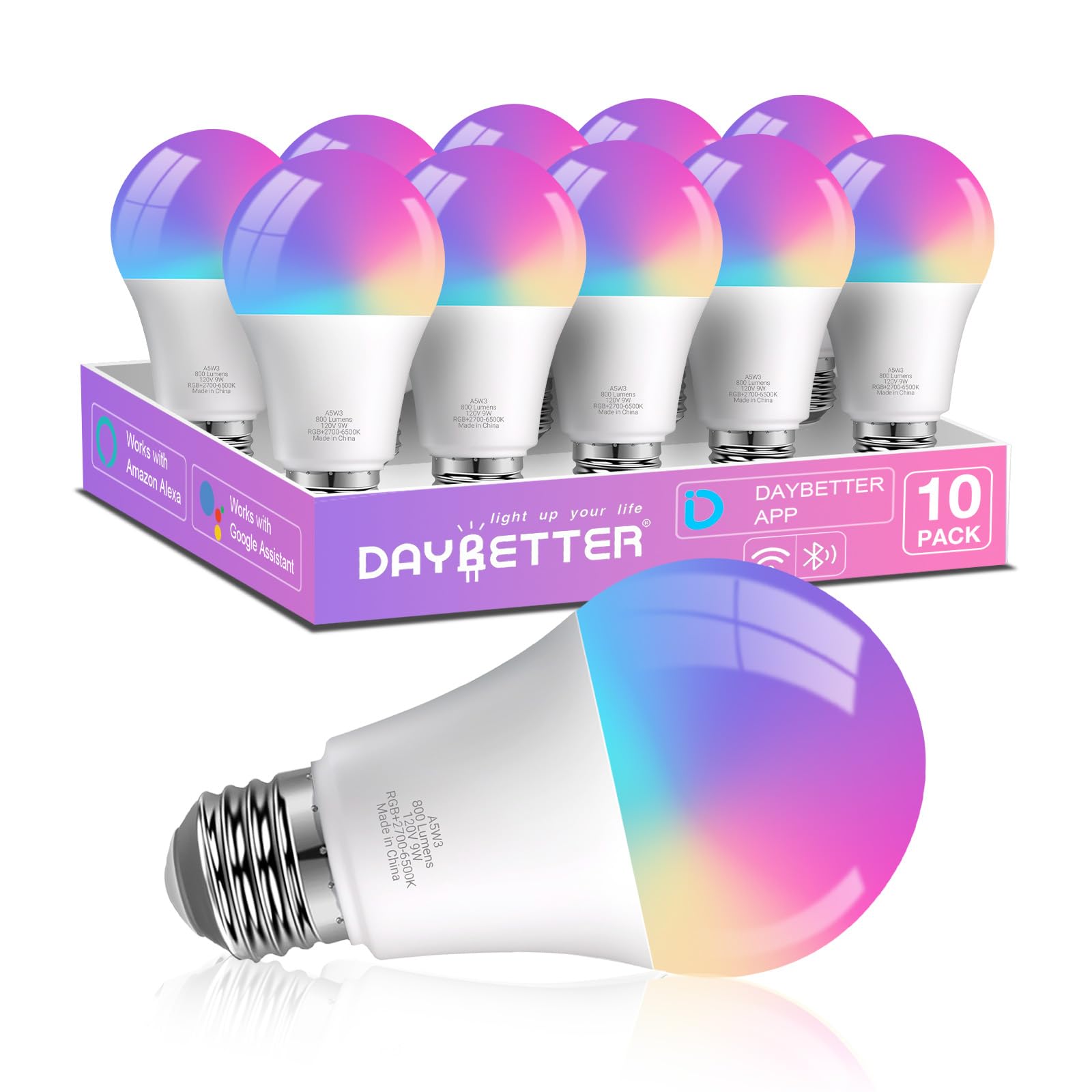 DAYBETTER A19 E26 Smart Light Bulbs,Compatible with Alexa & Google Home - DAYBETTER Official Product View 10