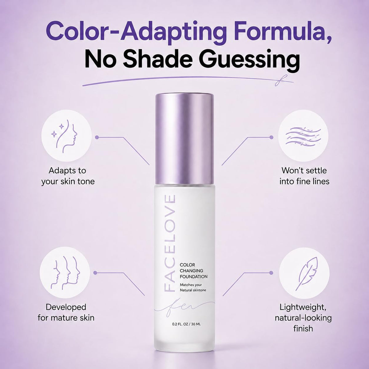 Color Changing Liquid Foundation Makeup for Mature Skin - Facelove Official Imagery - 4